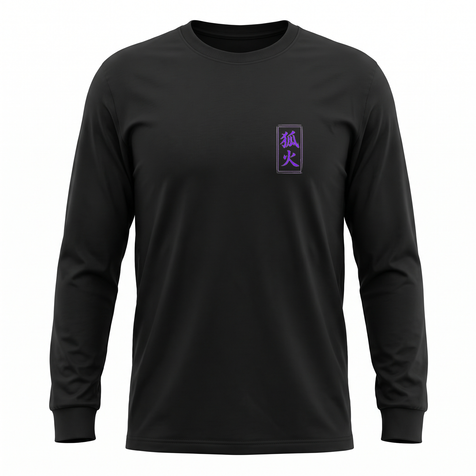 Foxfire — Miura Kitsune Sumi Ink Full-Back Long Sleeve — Black front (left-chest seal)