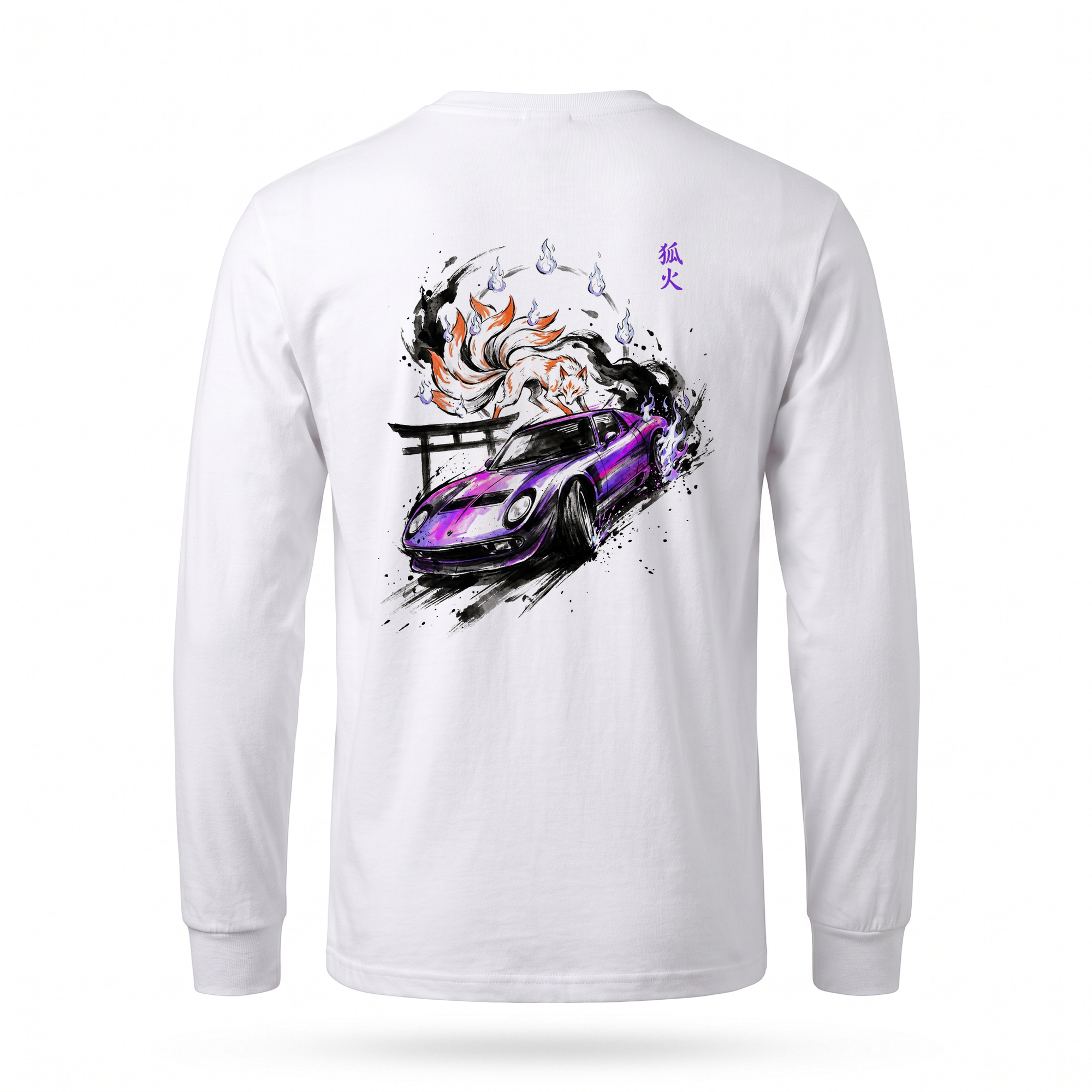 Foxfire — Miura Kitsune Sumi Ink Full-Back Long Sleeve — White back
