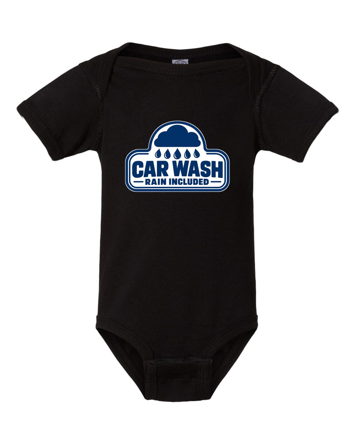 Funny Car Wash Rain Included Shirt for Car Guys black baby onesie front view with the design