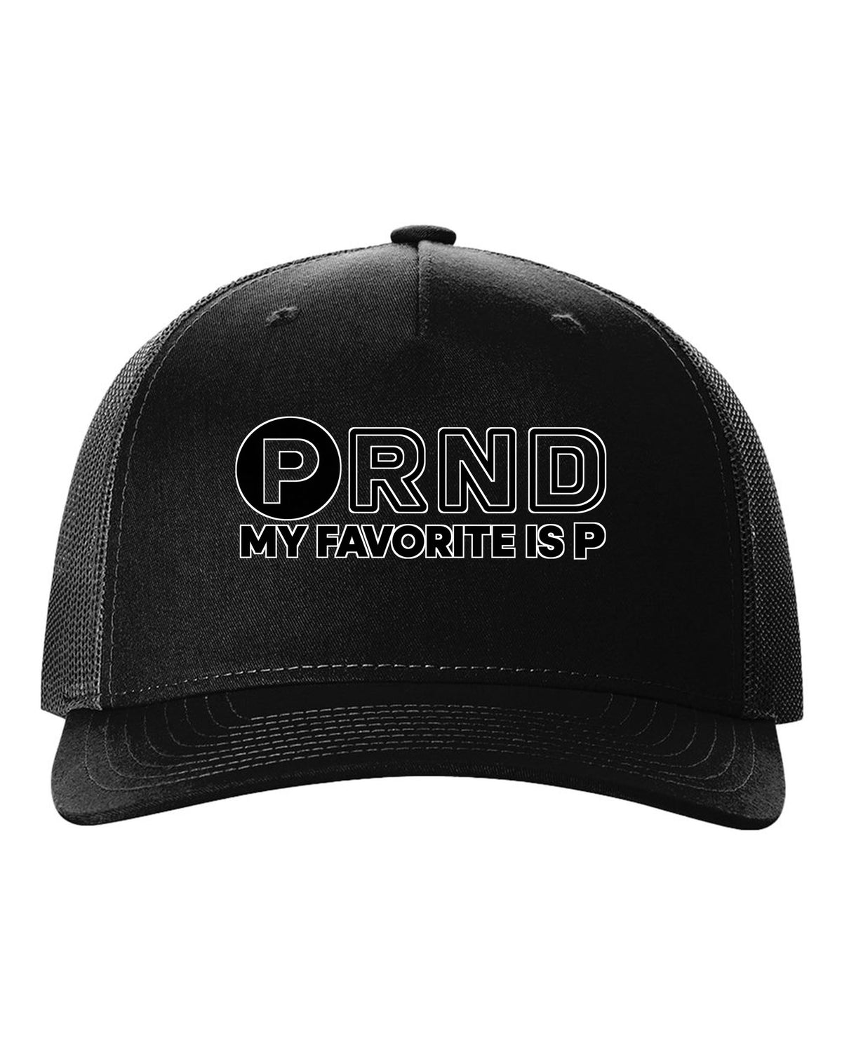 Four gear shifter letters with one circled in bold black hat front view with the design