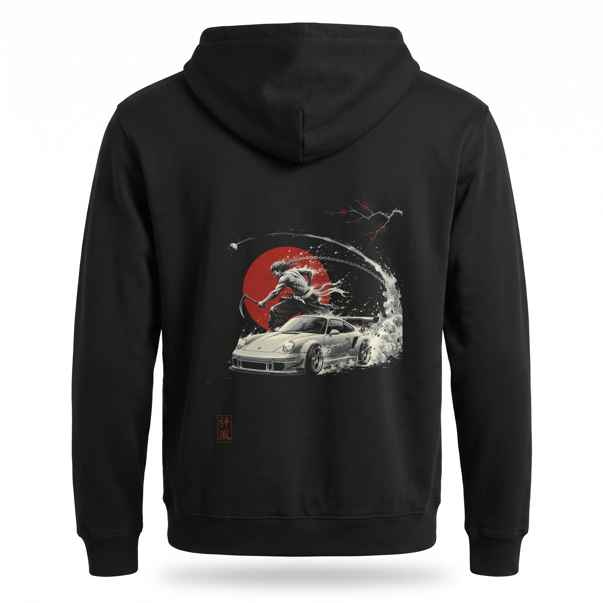 Gale — 911 GT3 Kusarigama Sumi Ink Full-Back Hoodie — Black back