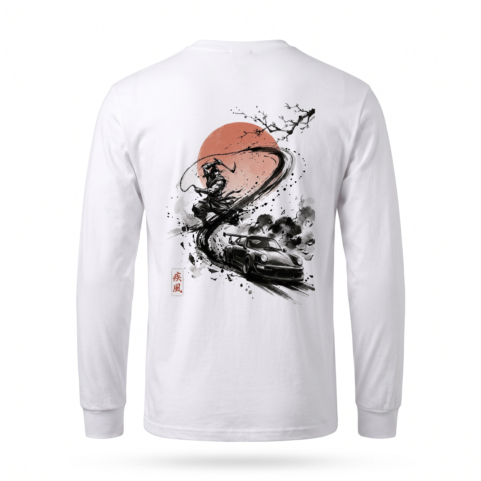 Gale — 911 GT3 Kusarigama Sumi Ink Full-Back Long Sleeve — White back