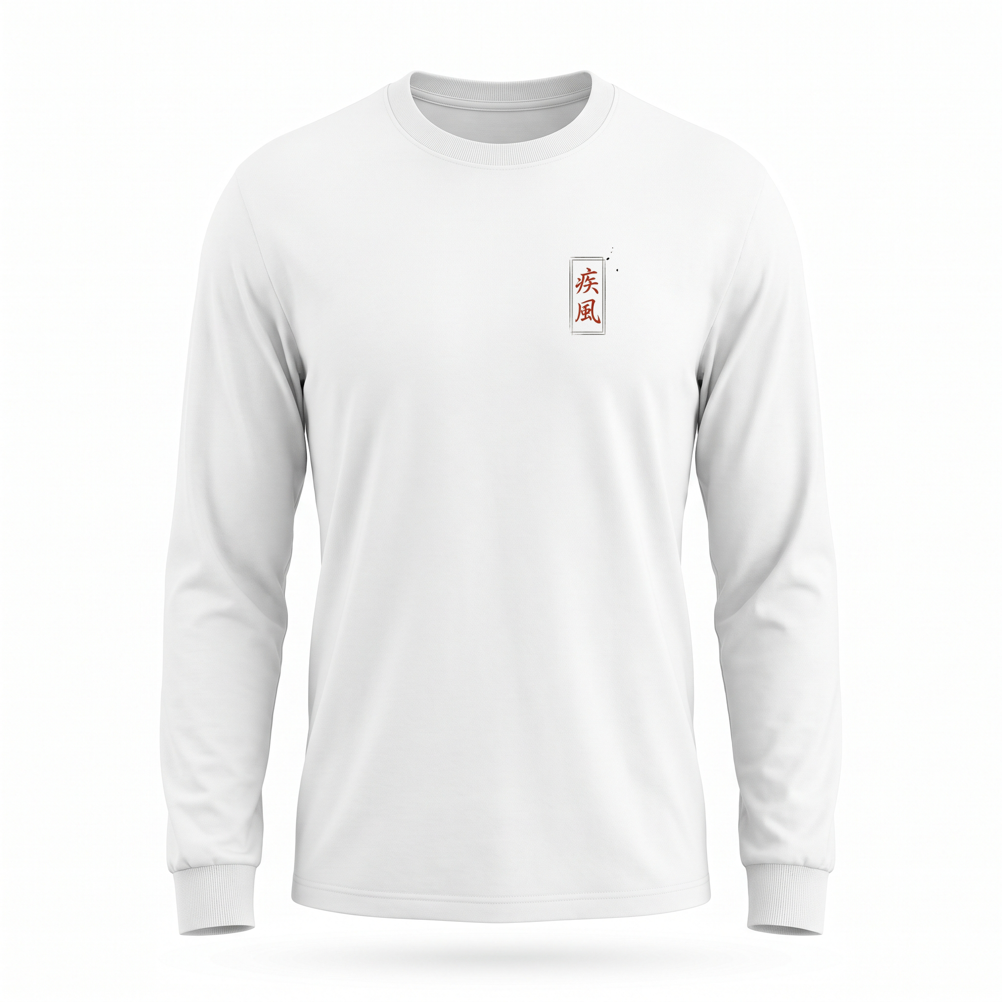 Gale — 911 GT3 Kusarigama Sumi Ink Full-Back Long Sleeve — White front (left-chest seal)