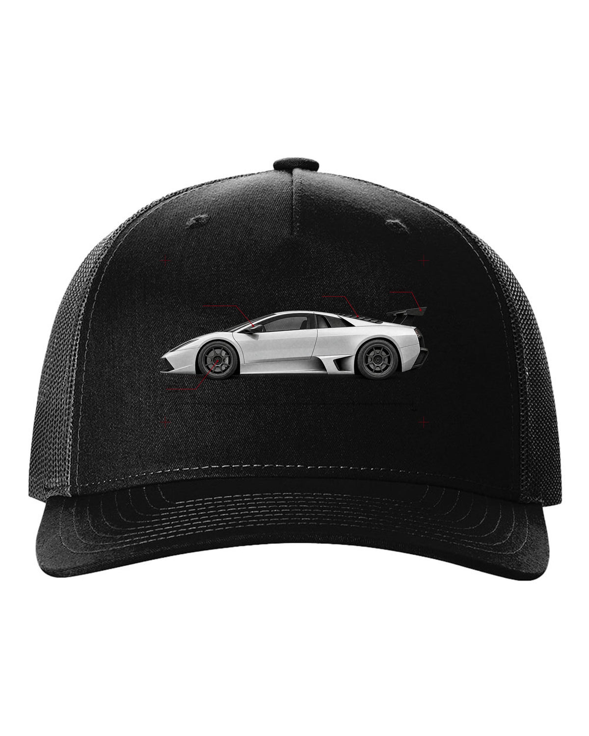 Spec poster print of a Lamborghini Gallardo Superleggera with 618 made and Carbon Diet text black hat front view with the design