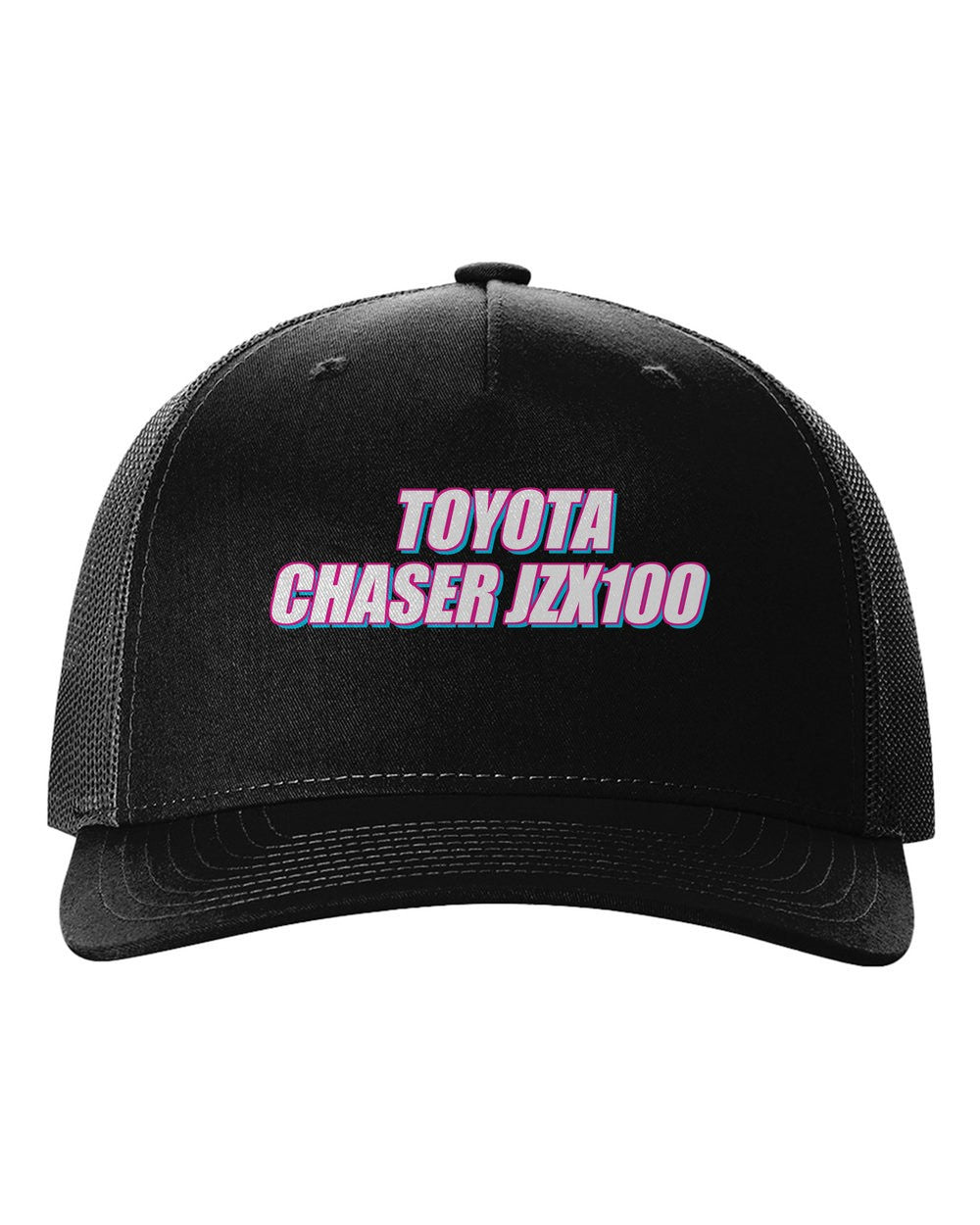 Toyota Chaser Jzx100 black hat front view with car name