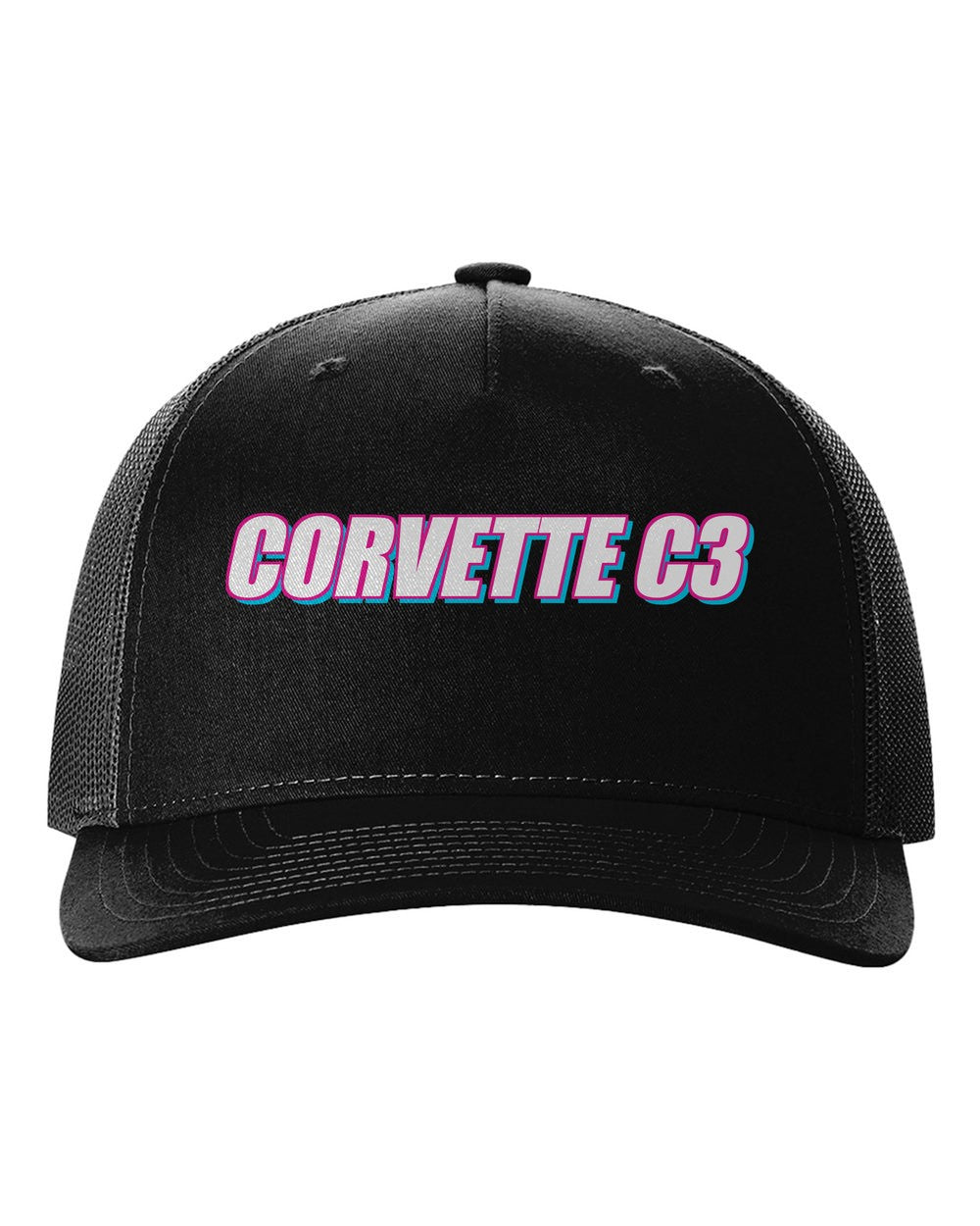 Corvette C3 black hat front view with car name