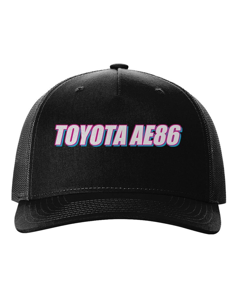 Toyota Ae86 black hat front view with car name