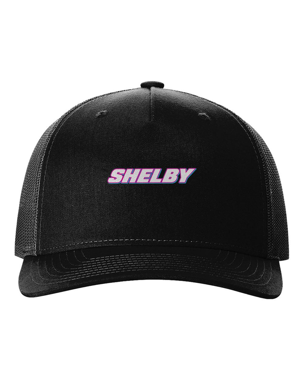 black hat front view with car name