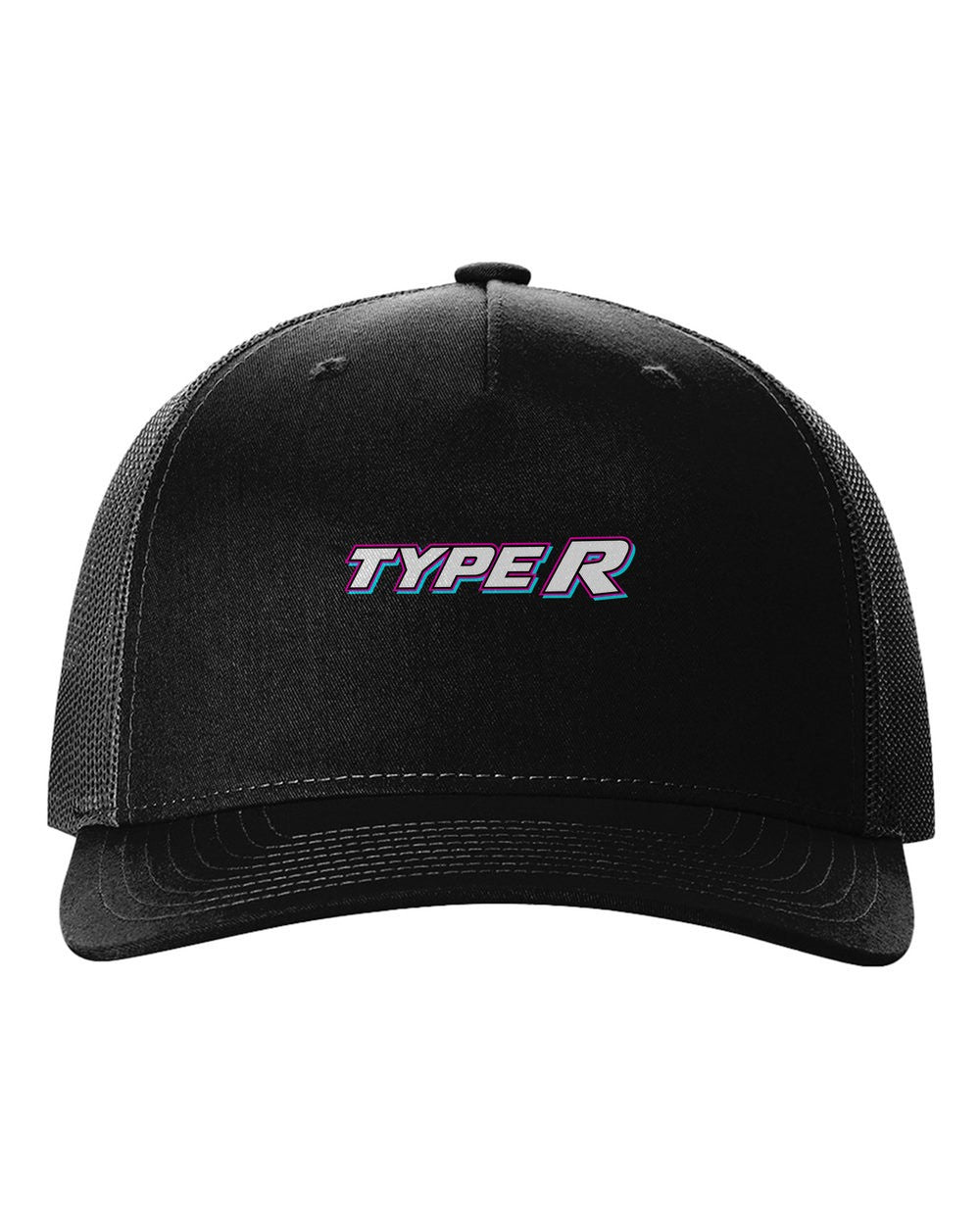 black hat front view with car name
