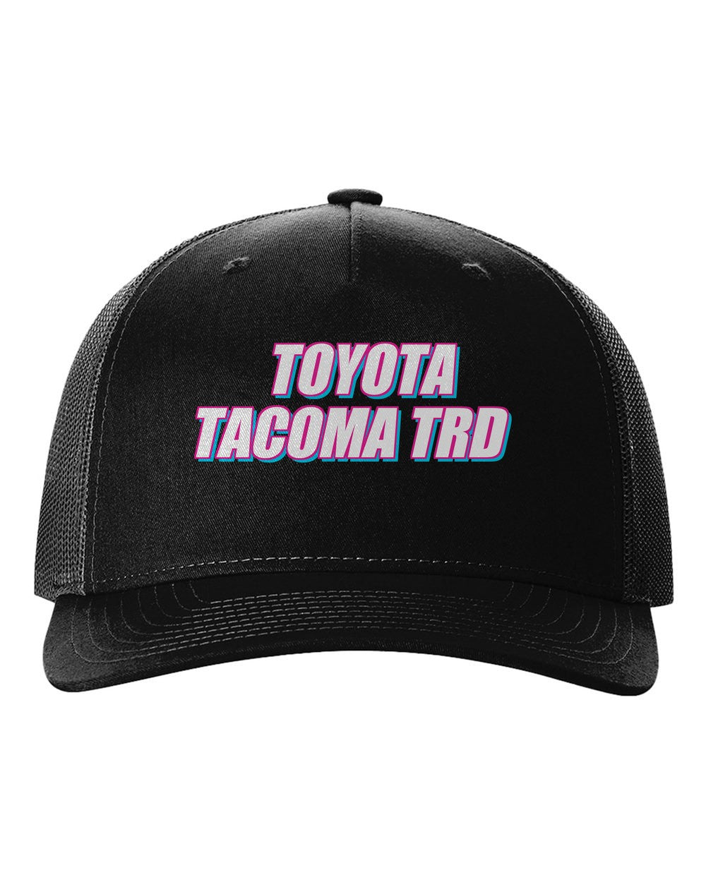 Toyota Tacoma TRD black hat front view with car name