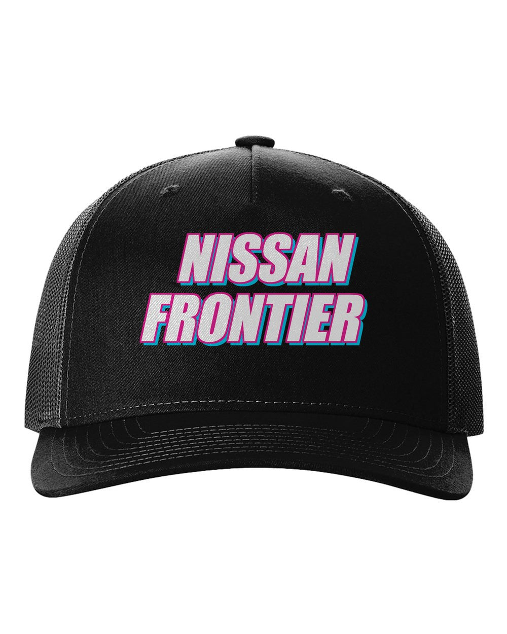 Nissan Frontier black hat front view with car name