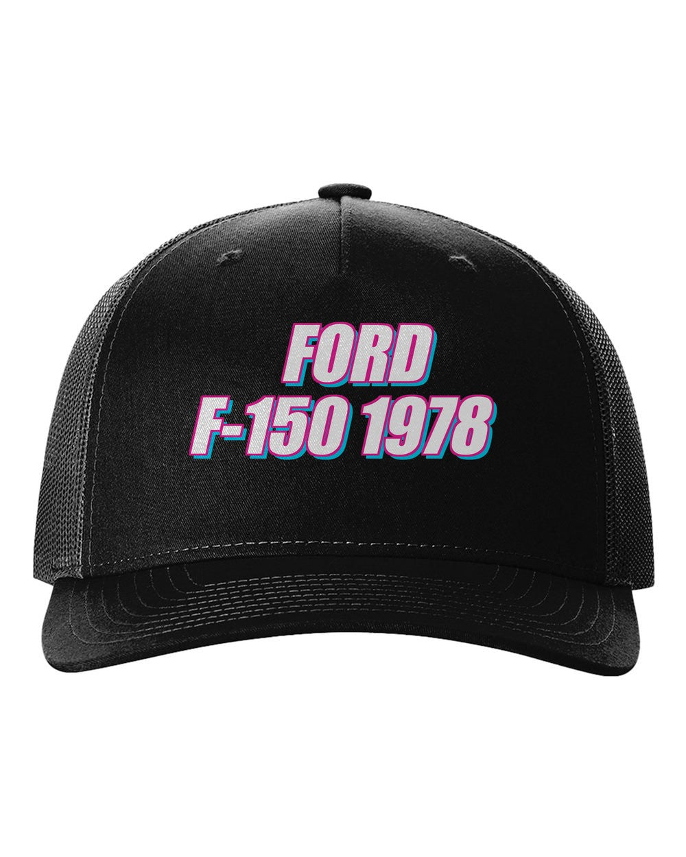 Ford F-150 1978 black hat front view with car name