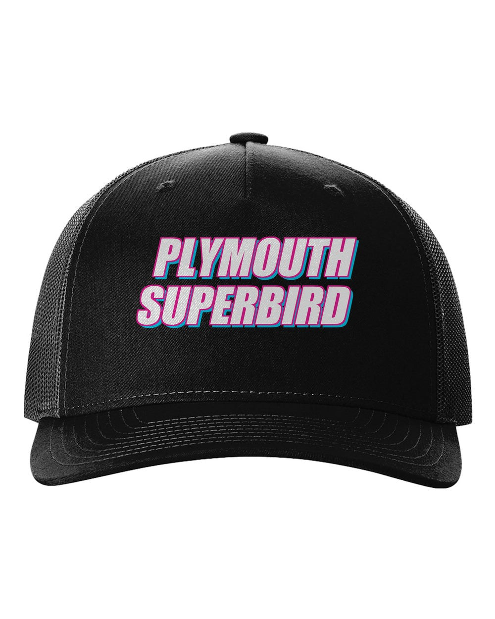 Plymouth Superbird black hat front view with car name