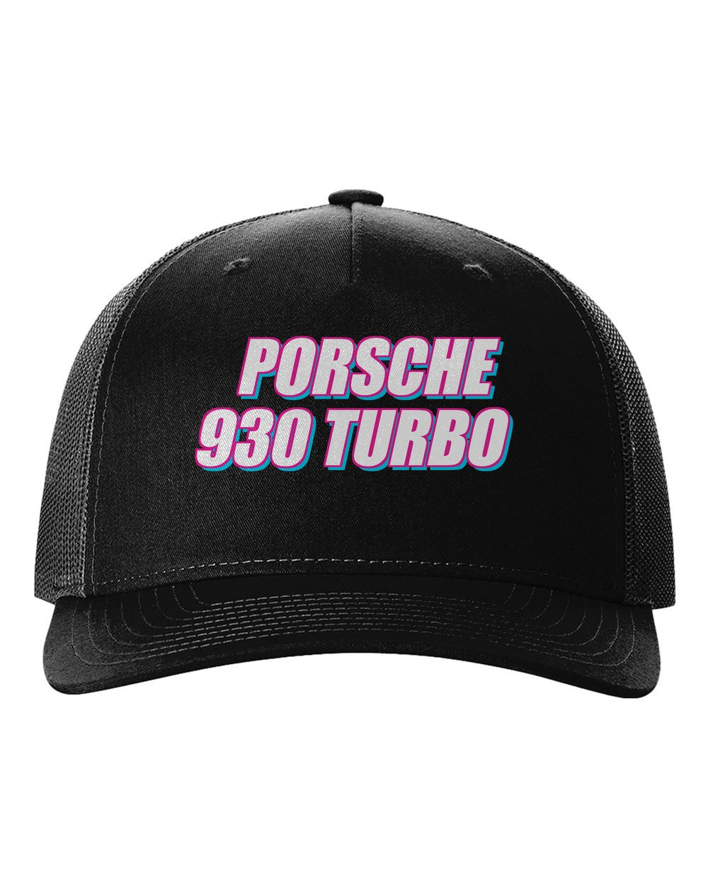 Porsche 930 Turbo black hat front view with car name