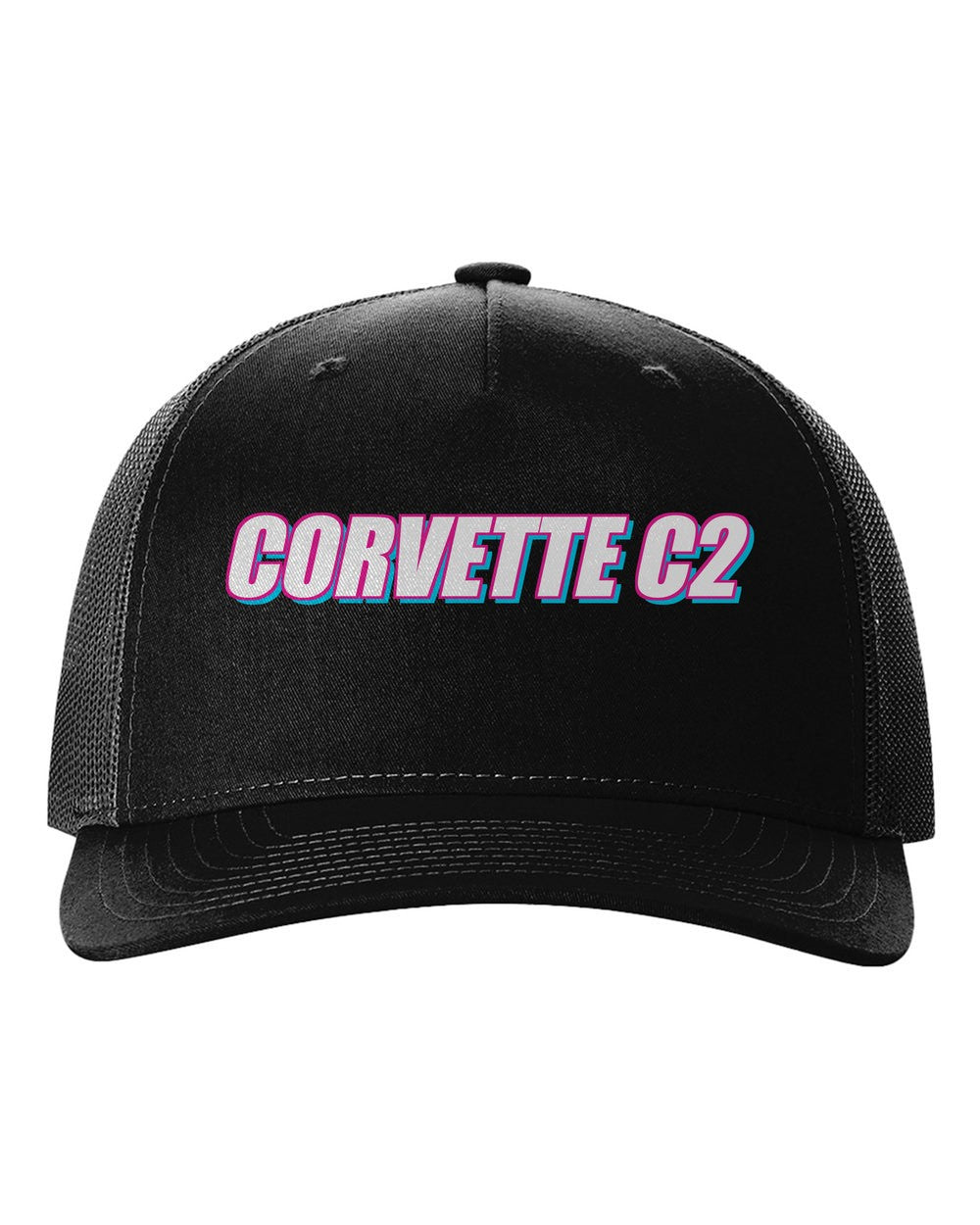 Corvette C2 black hat front view with car name