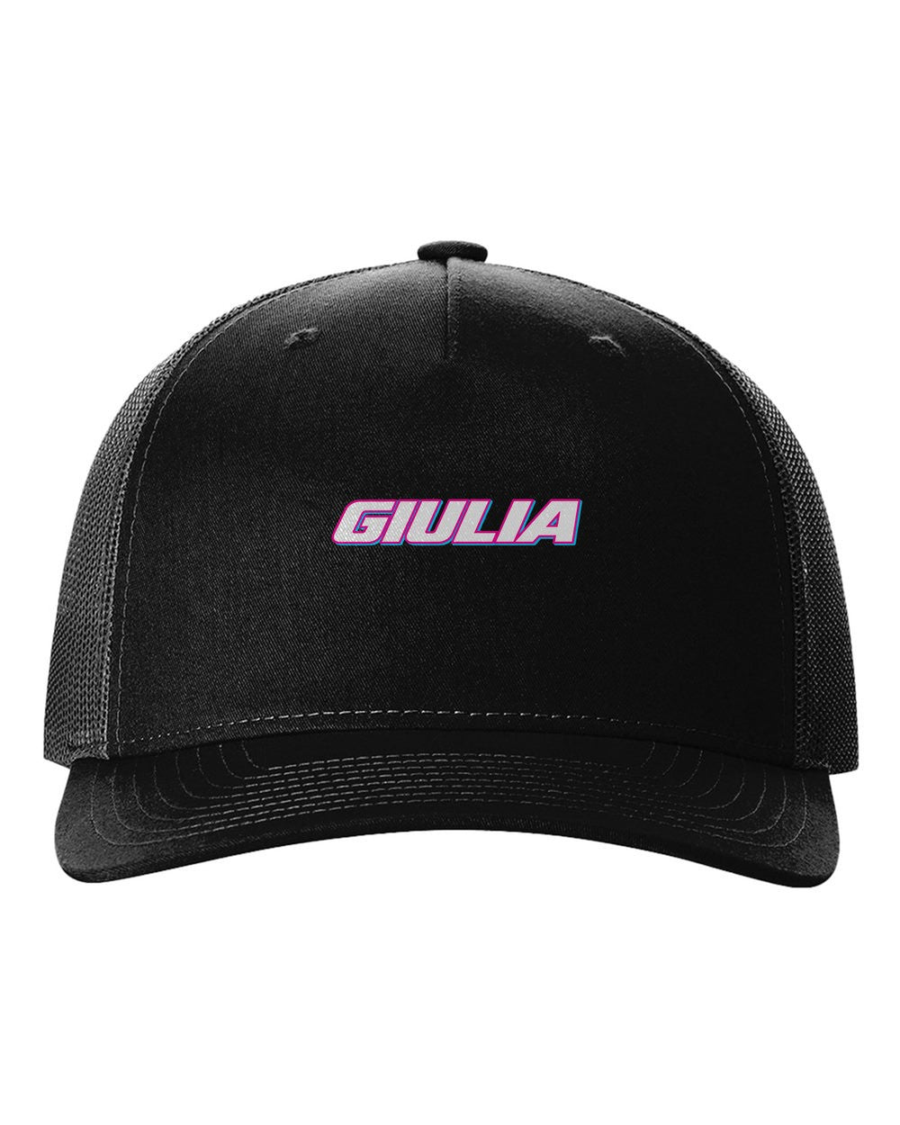 black hat front view with car name