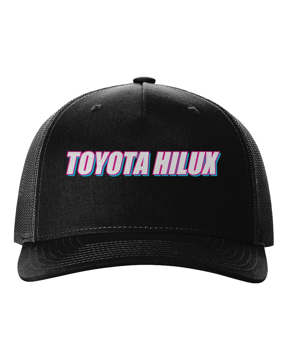 Toyota Hilux black hat front view with car name