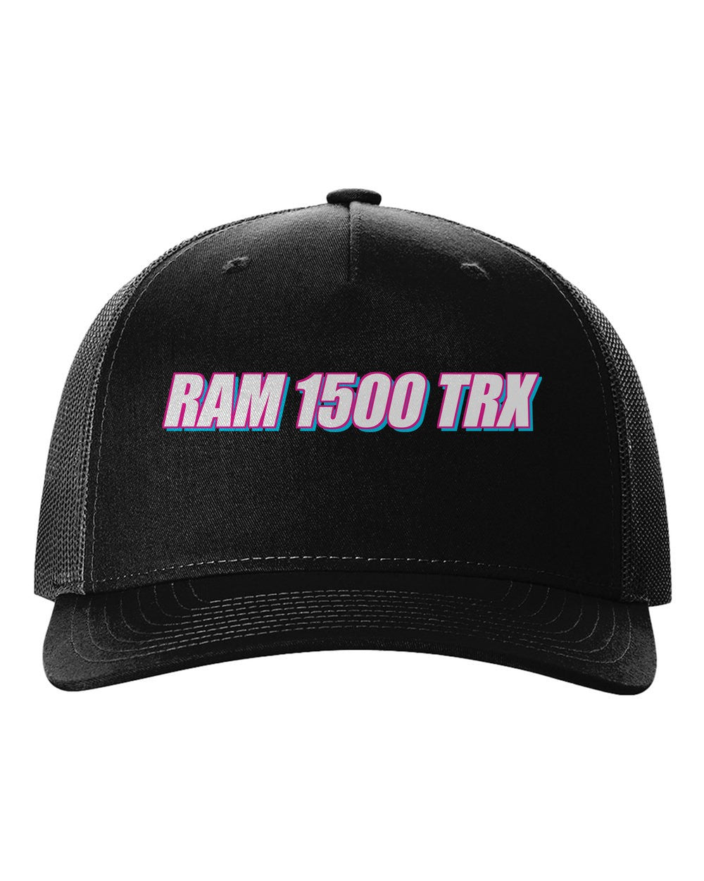 RAM 1500 Trx black hat front view with car name