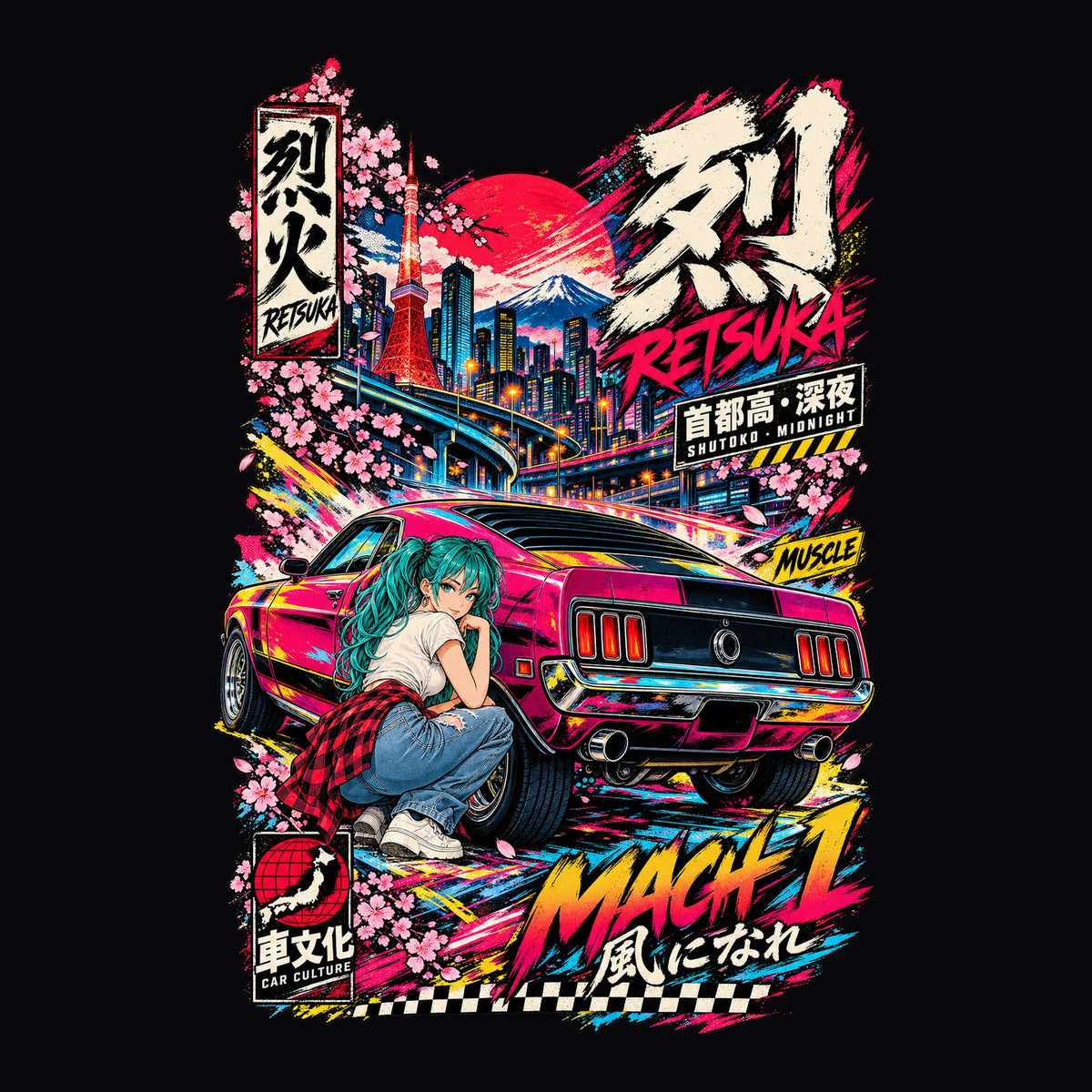 RETSUKA MACH 1 anime girl poster artwork
