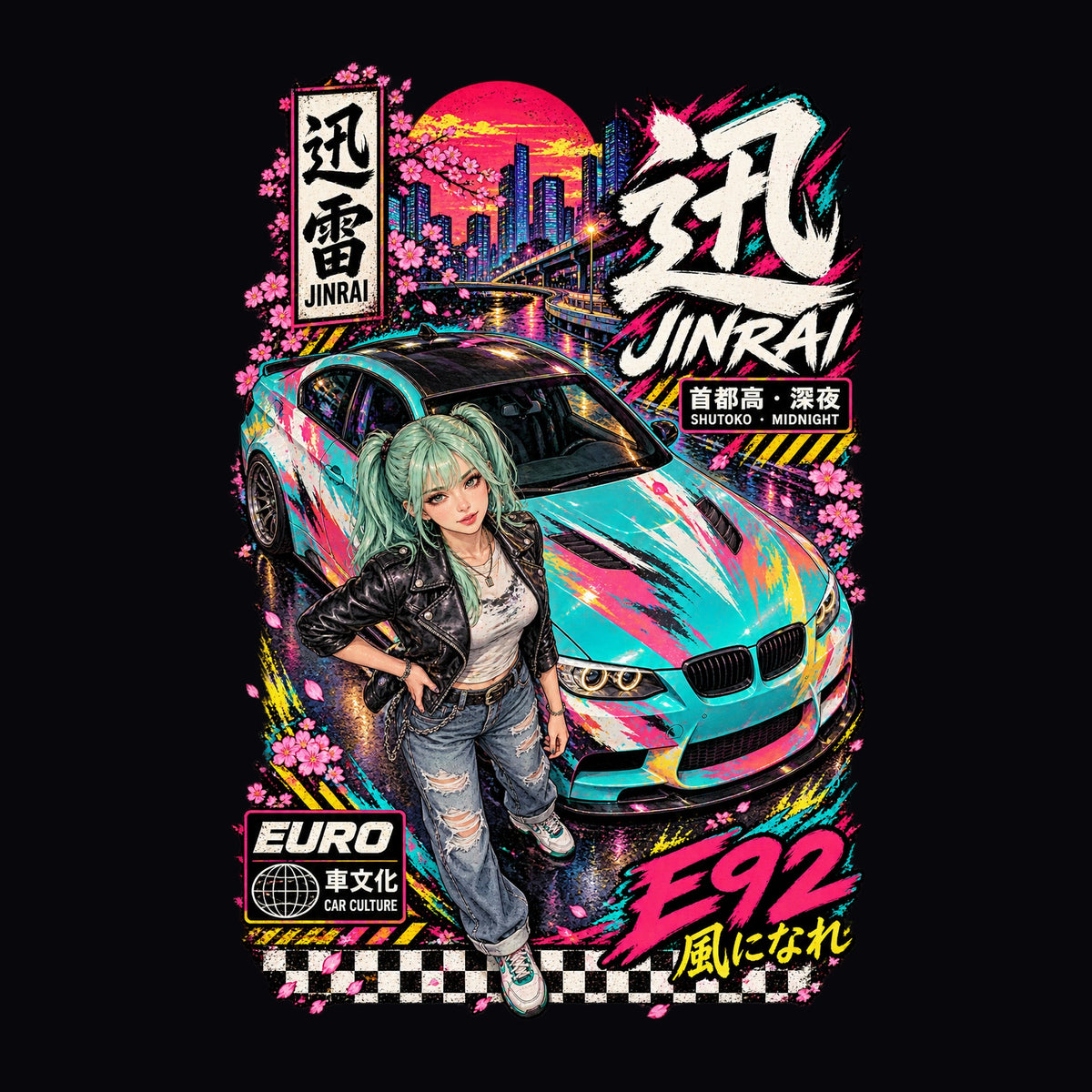 JINRAI E92 anime girl poster artwork