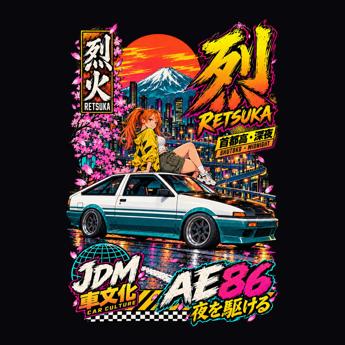 RETSUKA AE86 anime girl poster artwork