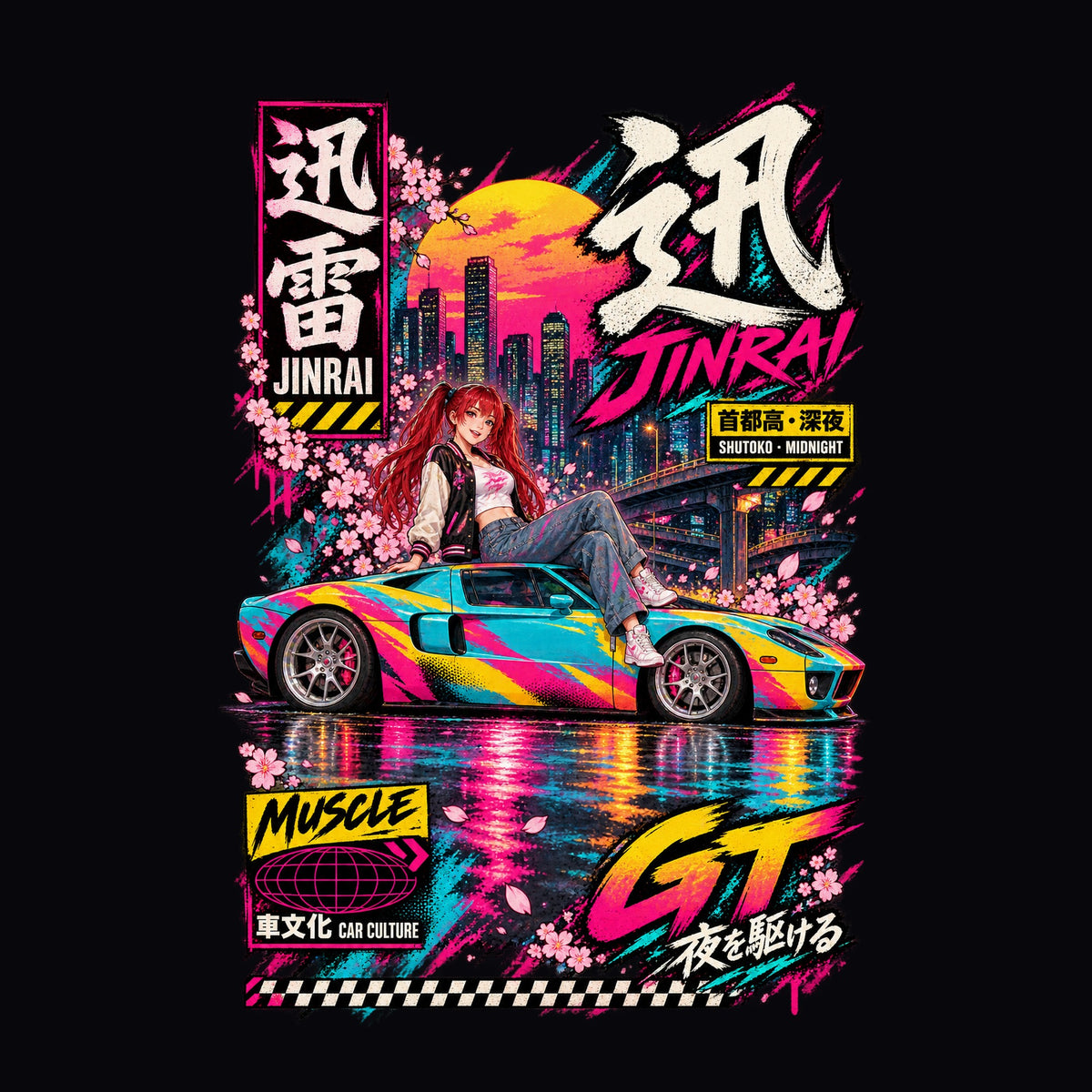 JINRAI GT anime girl poster artwork