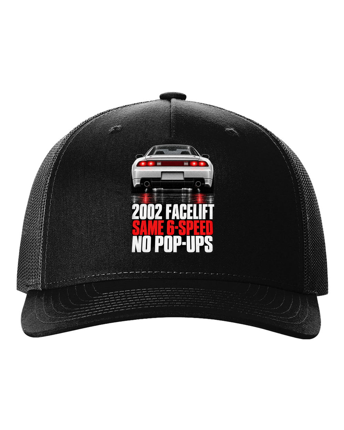 Honda NSX NA2 taillight detail design with 2002 facelift same 6-speed no pop-ups text black hat front view with the design