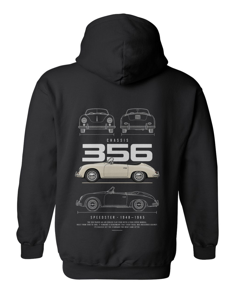 356 full-back artwork black pull over hoodie back view with the design