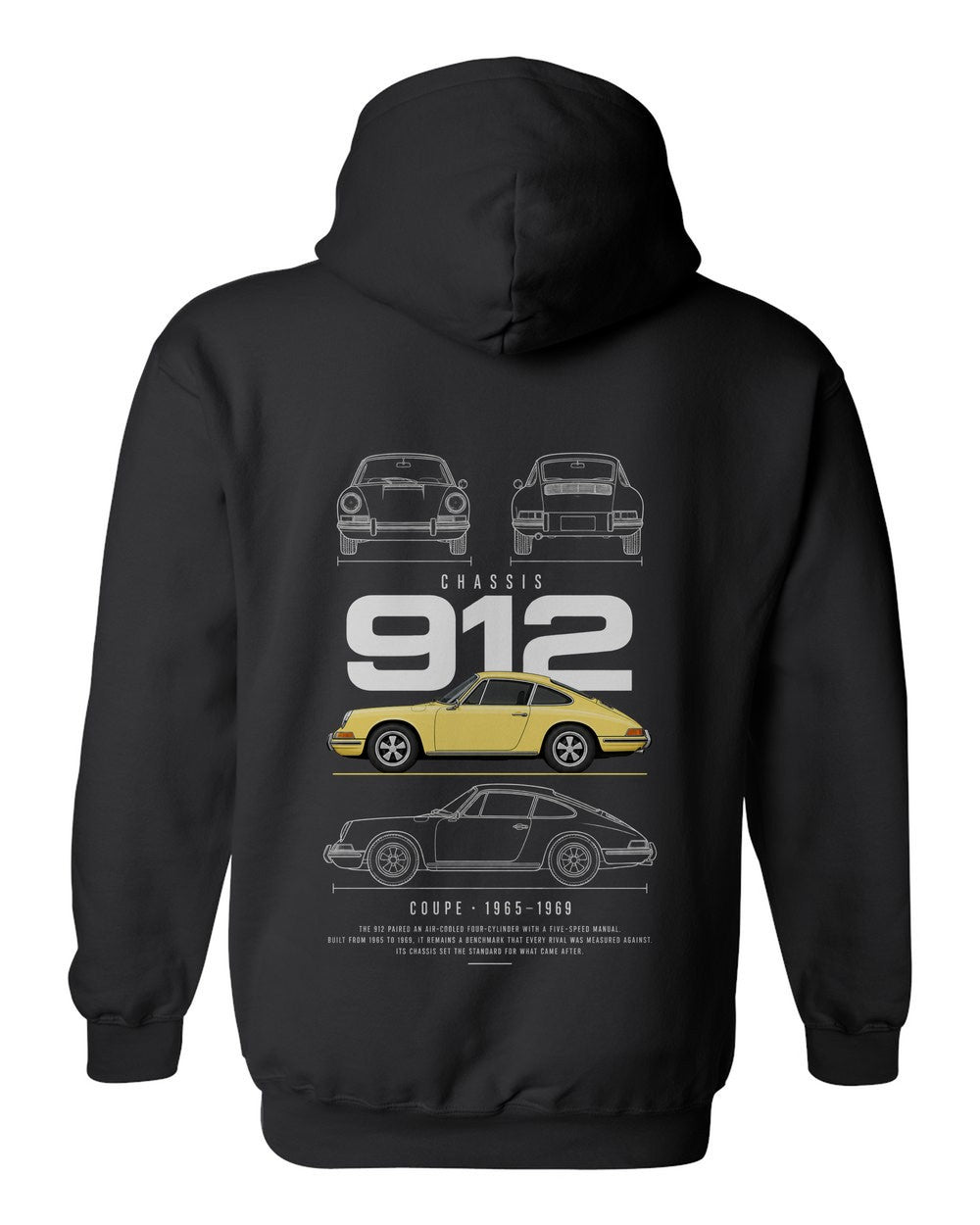 912 full-back artwork black pull over hoodie back view with the design