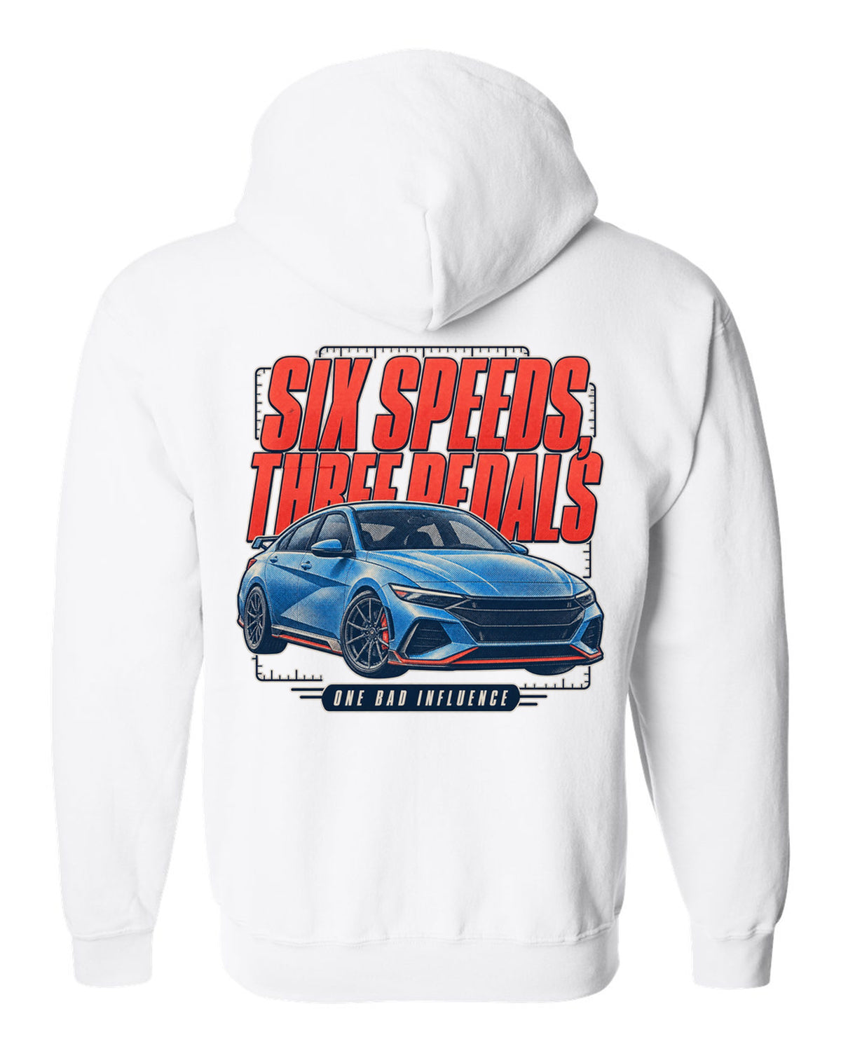 Hyundai Elantra N 2024 halftone statement print white zip hoodie back view with the design