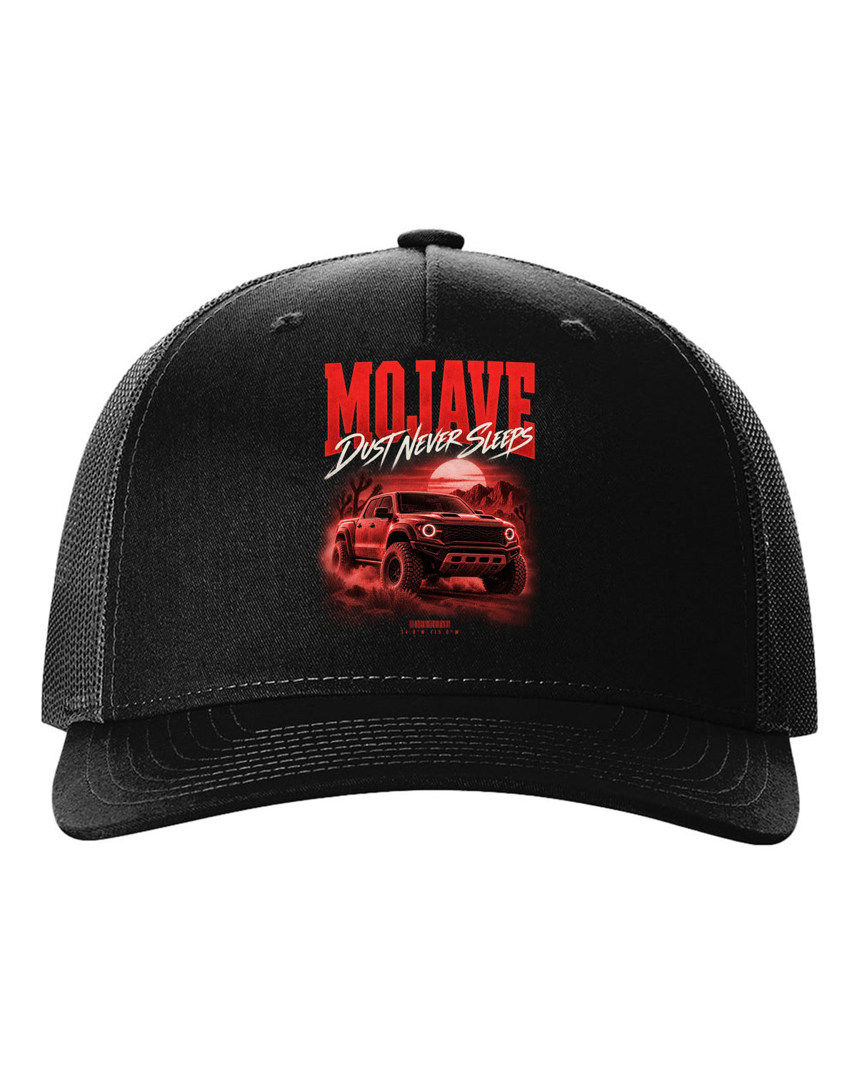 Jeep Gladiator JT Mojave street poster print with desert coordinates black hat front view with the design