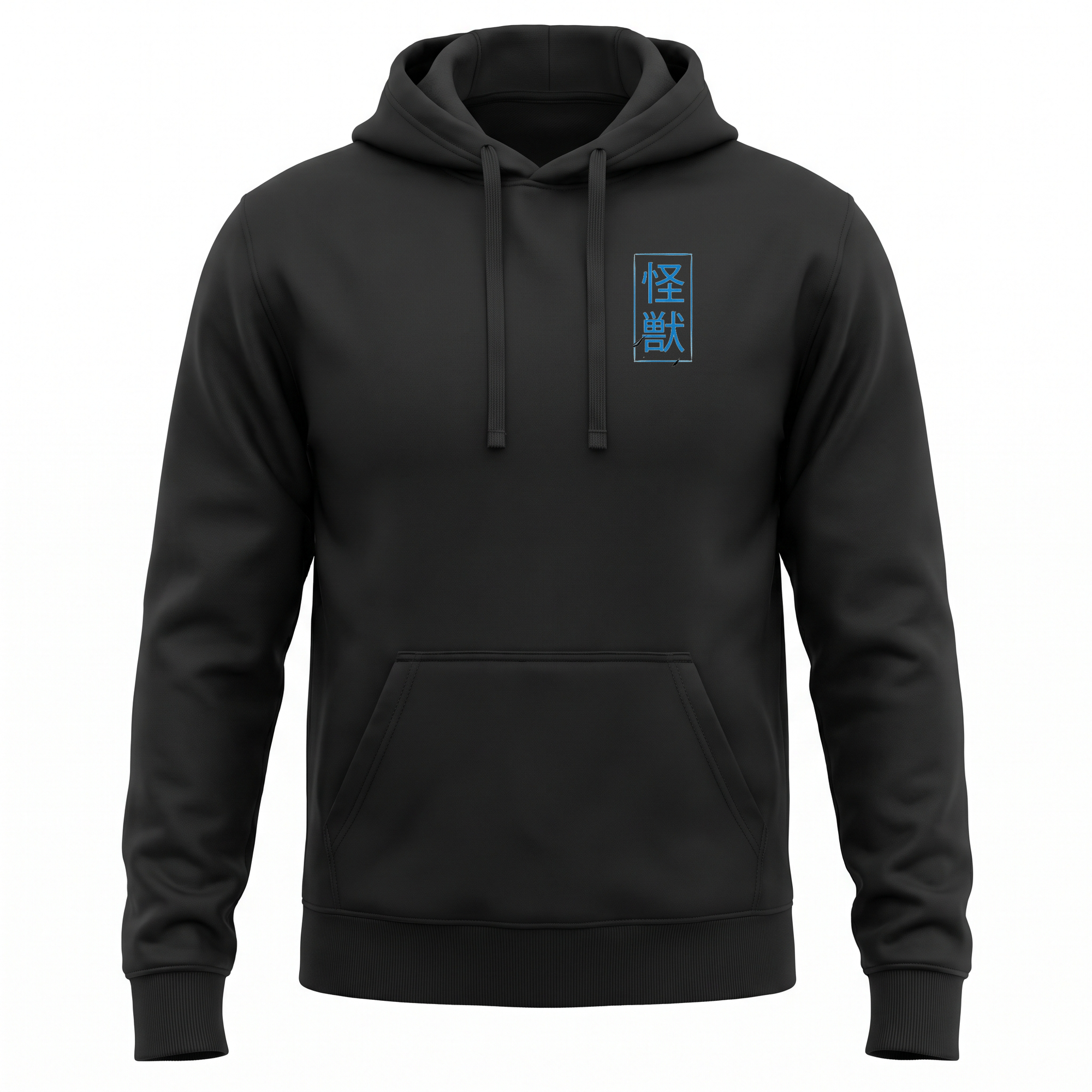 Kaiju — R35 GT-R Monster Sumi Ink Full-Back Hoodie — Black front (left-chest seal)