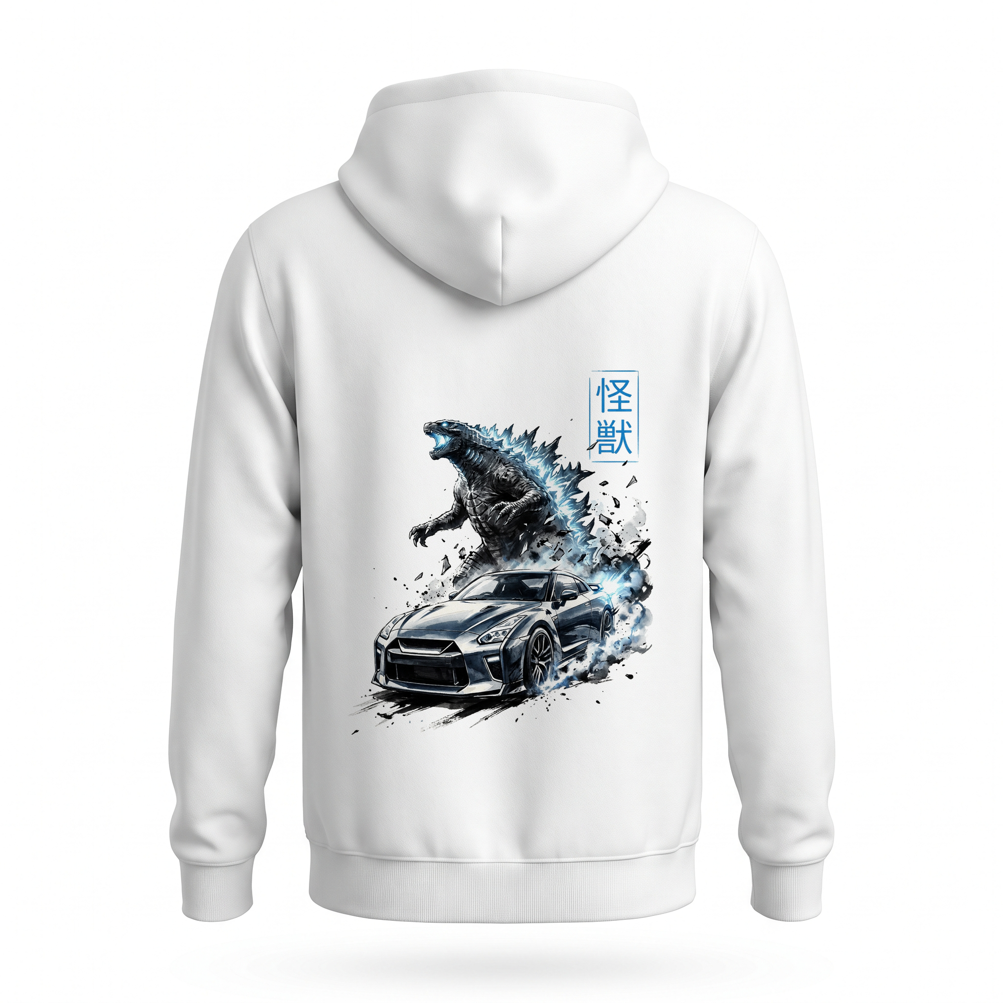 Kaiju — R35 GT-R Monster Sumi Ink Full-Back Hoodie — White back