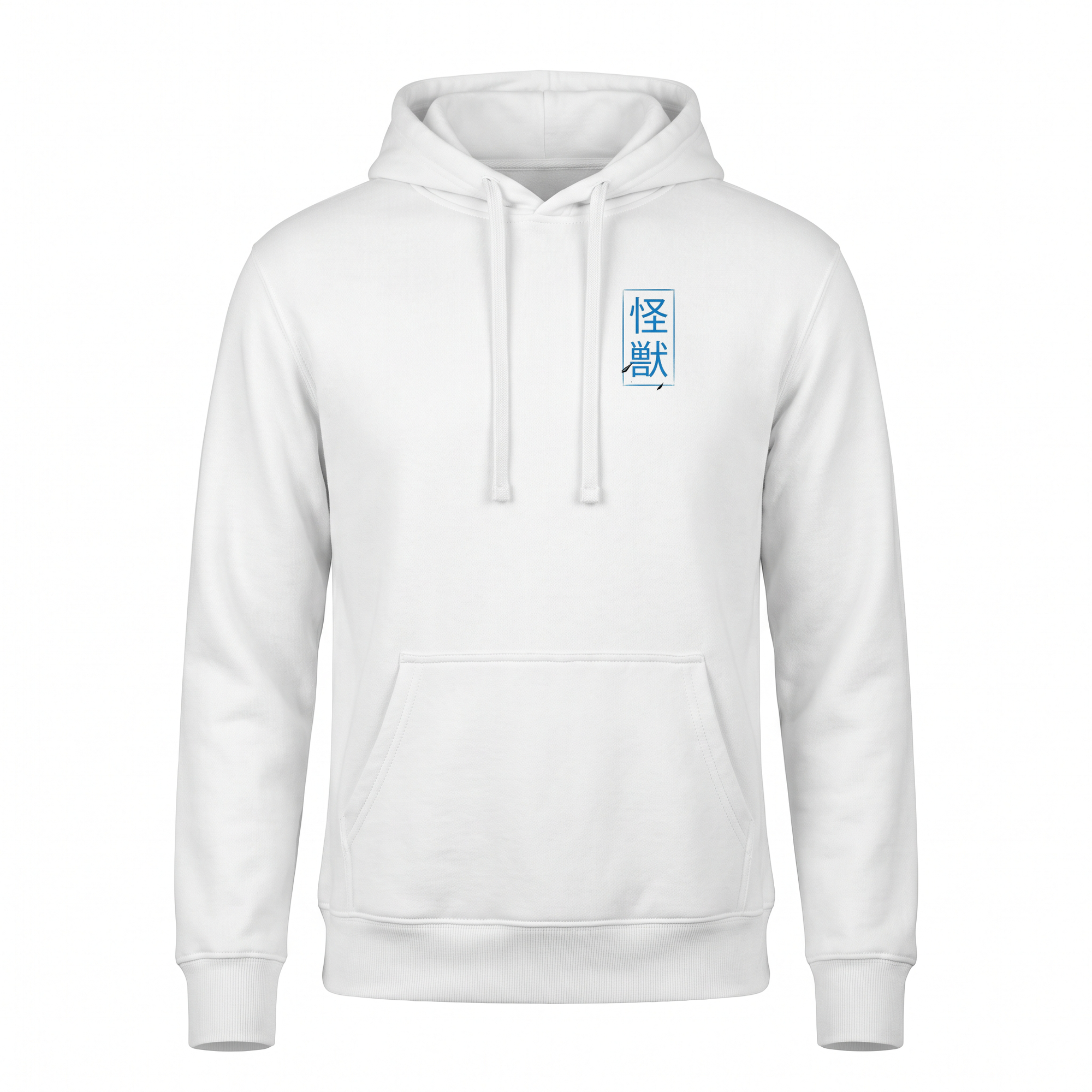 Kaiju — R35 GT-R Monster Sumi Ink Full-Back Hoodie — White front (left-chest seal)