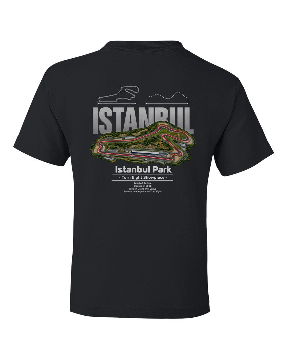 Istanbul Park black kids tee back view with the design