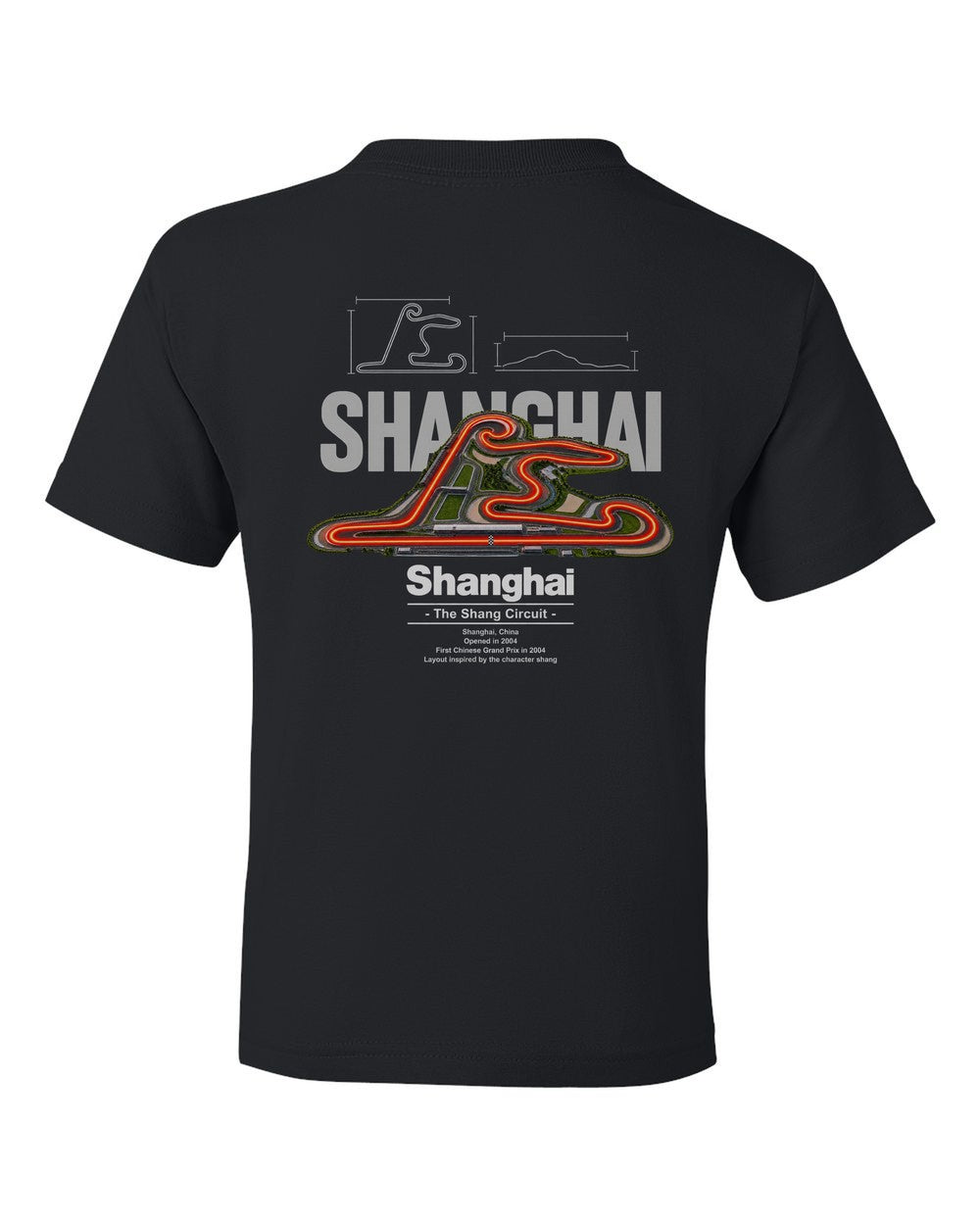 Shanghai black kids tee back view with the design