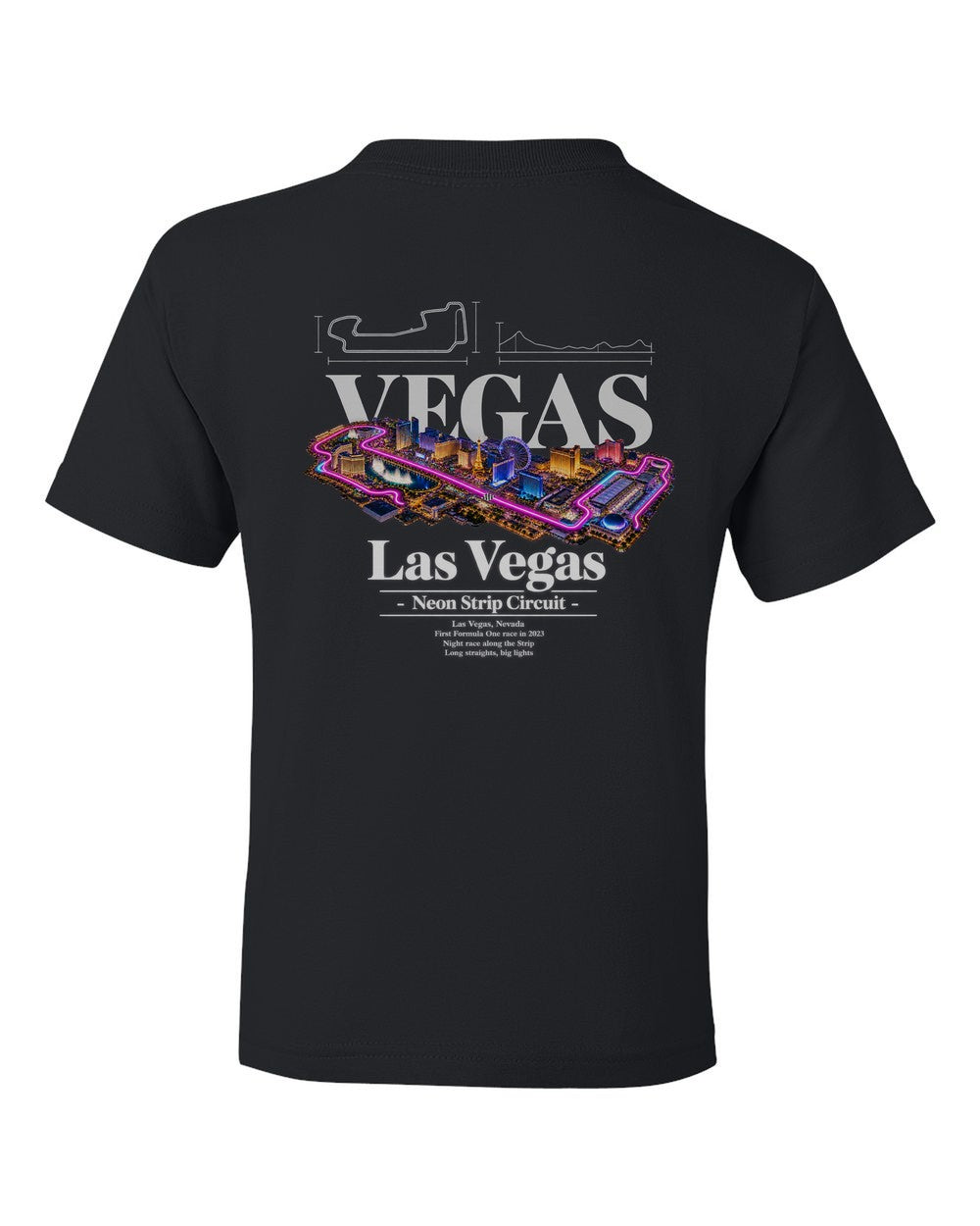 Las Vegas black kids tee back view with the design