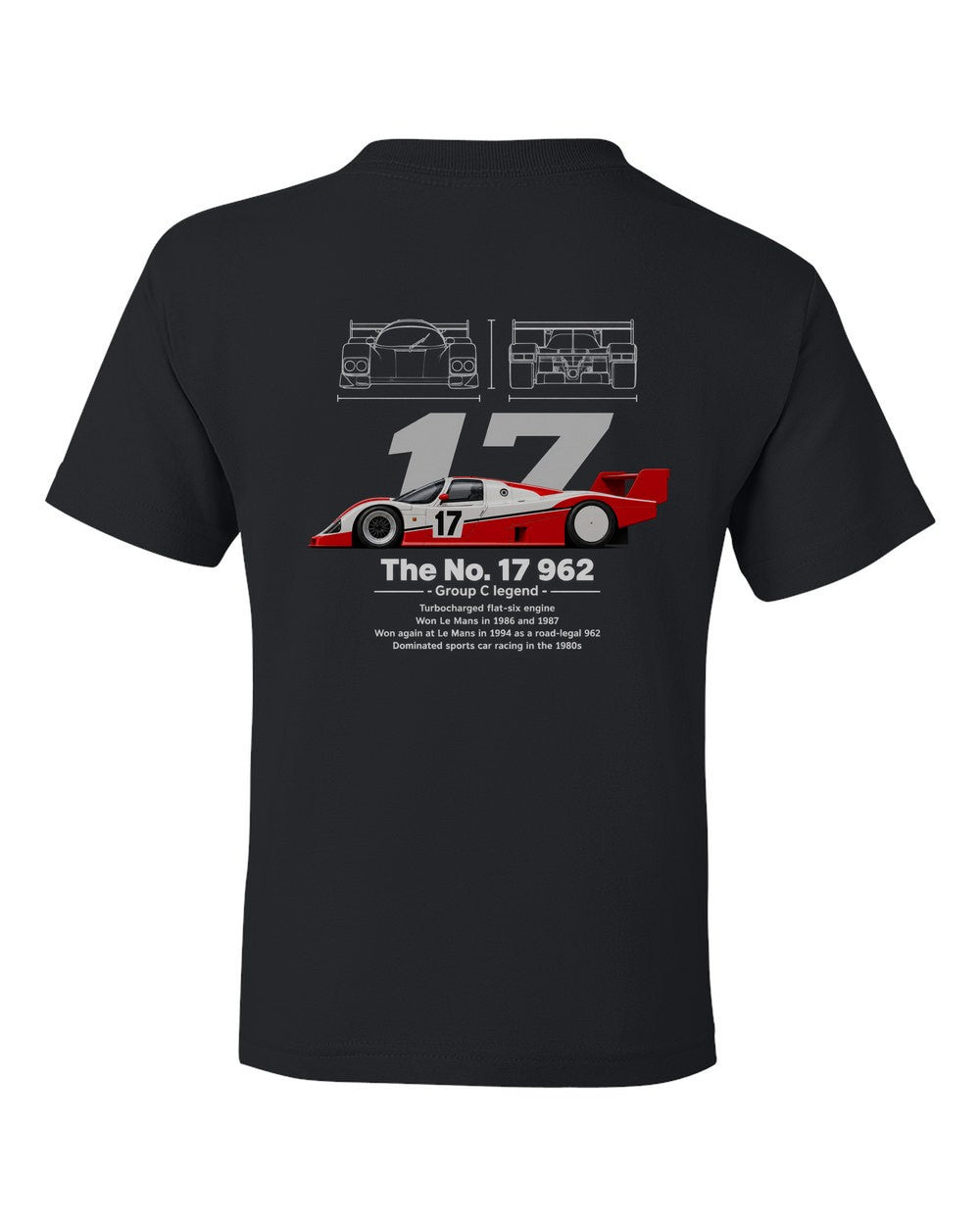 No. 17 962 black kids tee back view with the design