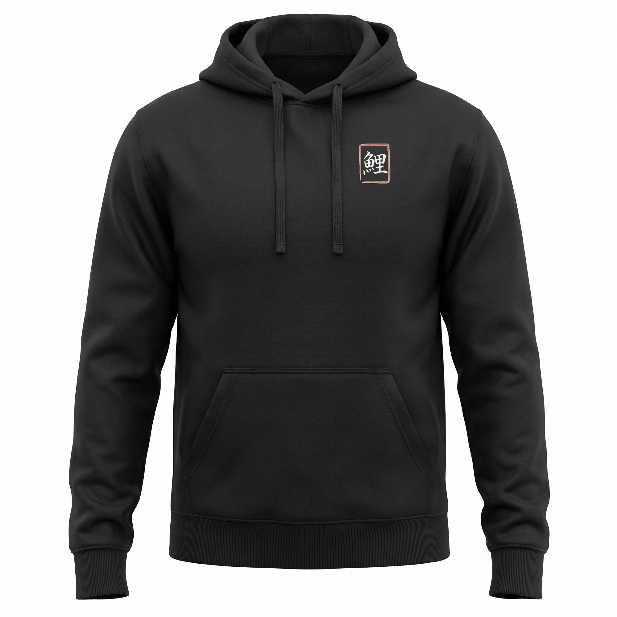 Koi — RX-7 Rotary Wave Sumi Ink Full-Back Hoodie — Black front (left-chest seal)