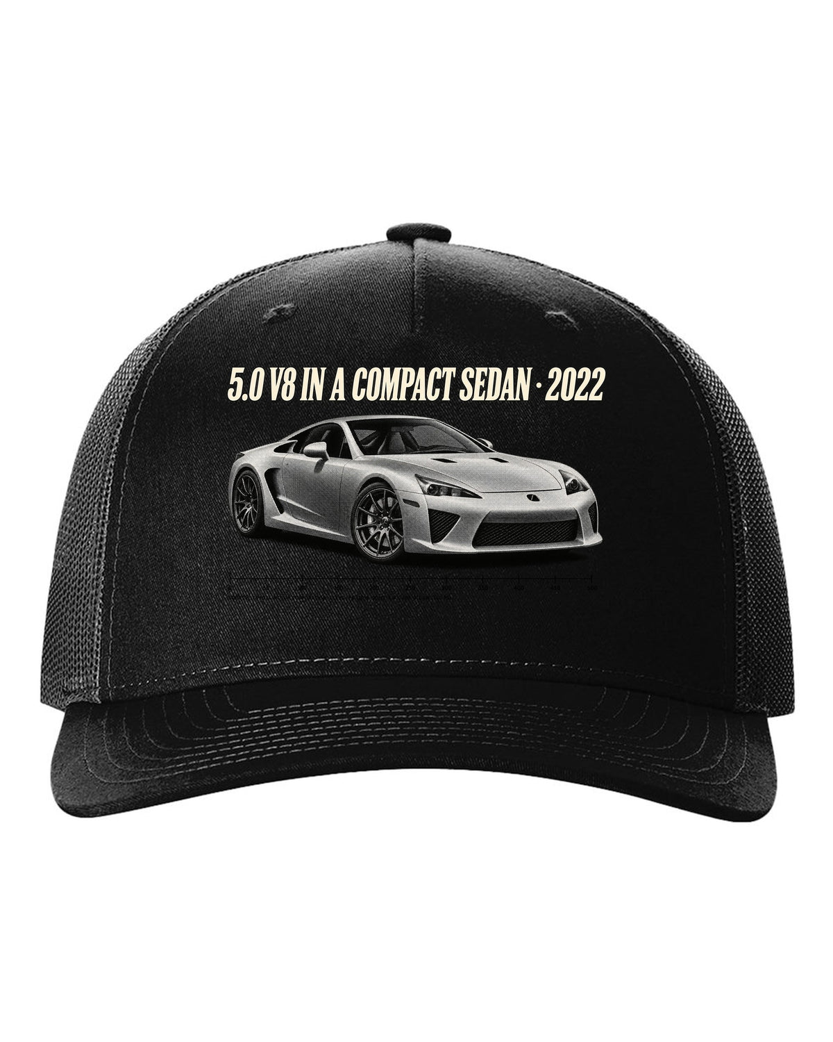 Cockpit and gauge cluster print of the Lexus LC 500 black hat front view with the design