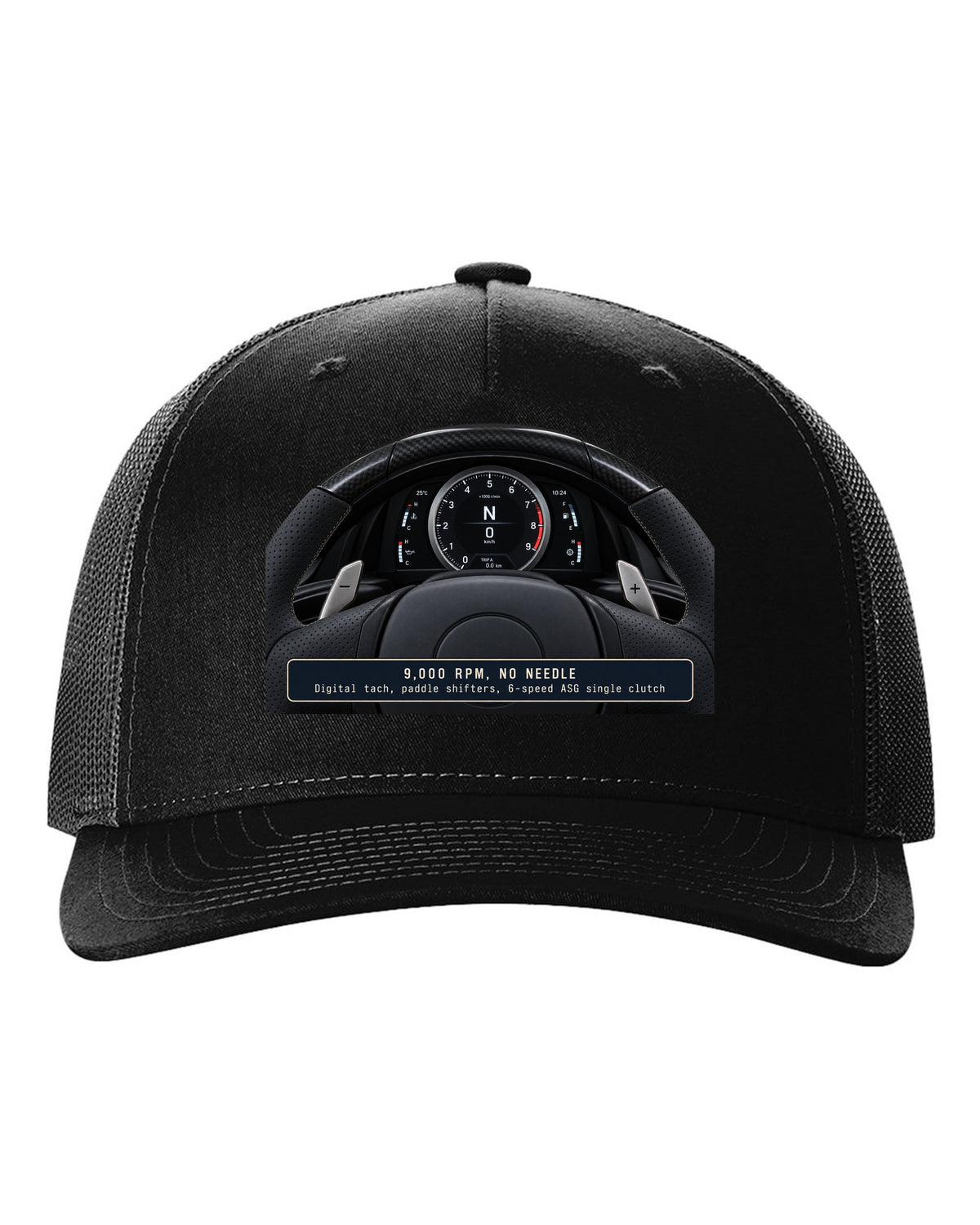 Engine hero print of the Lexus LFA 1LR-GUE 4.8 L V10 black hat front view with the design