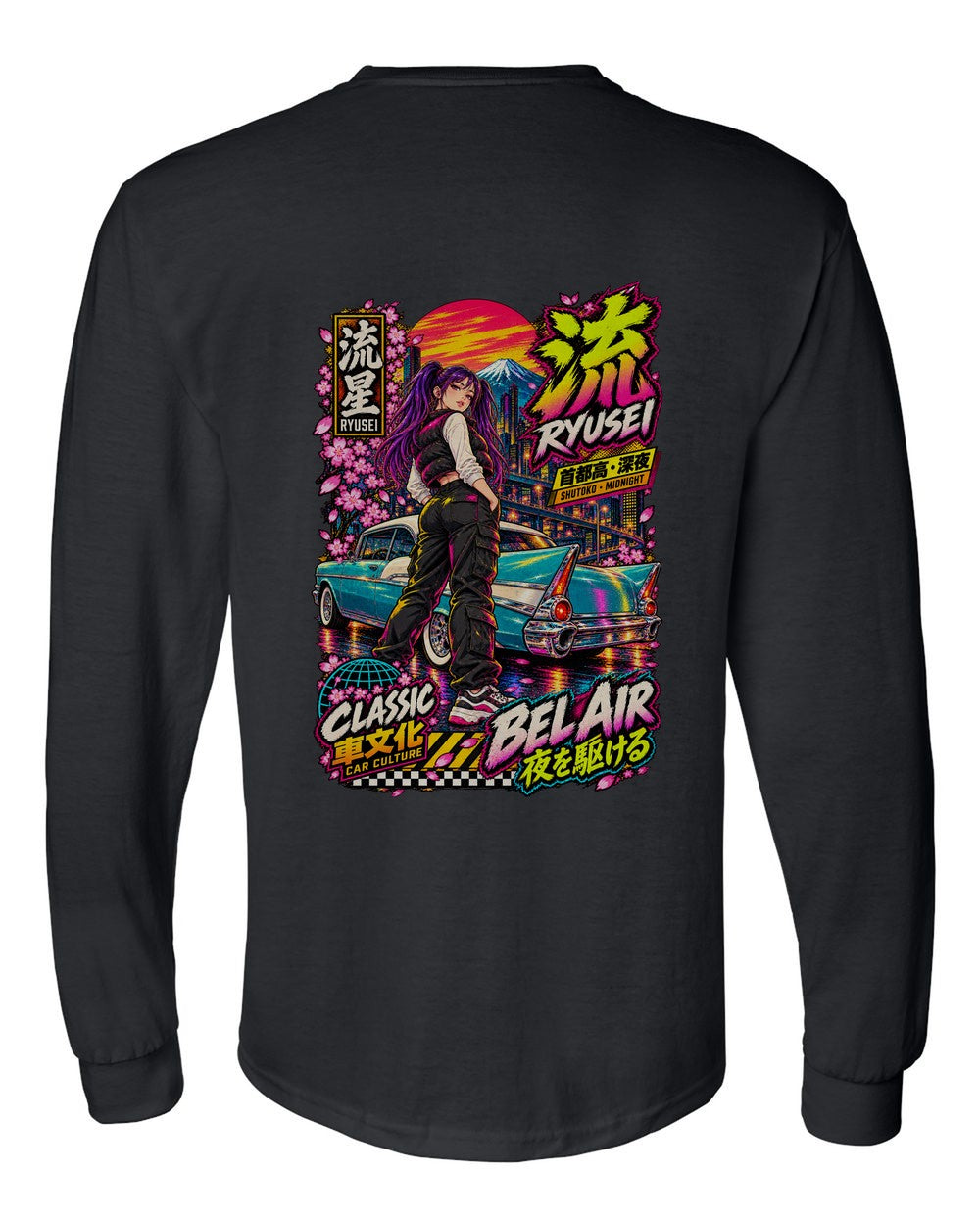 RYUSEI BEL AIR full-back artwork black long sleeve back view with the design