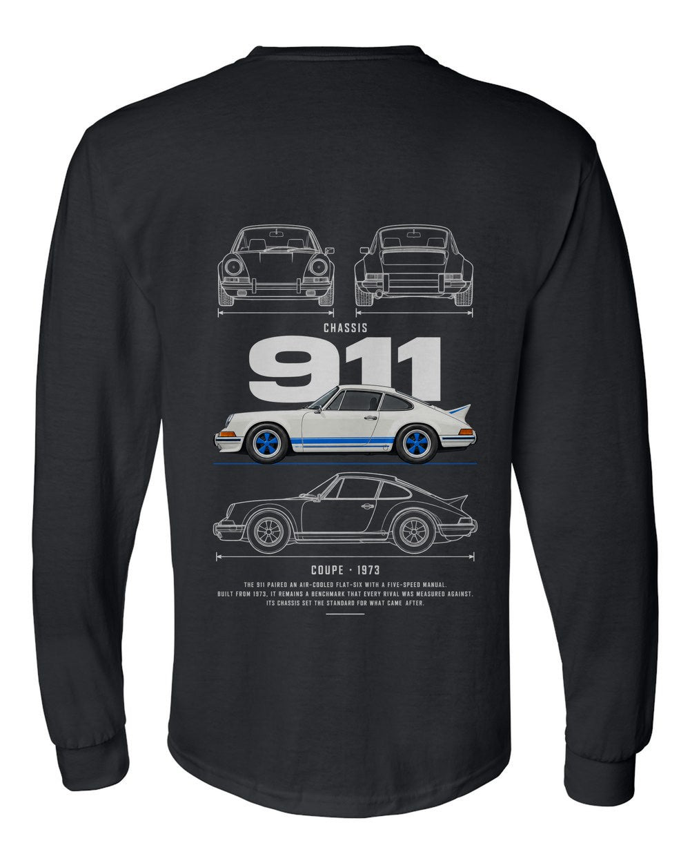 911 full-back artwork black long sleeve back view with the design
