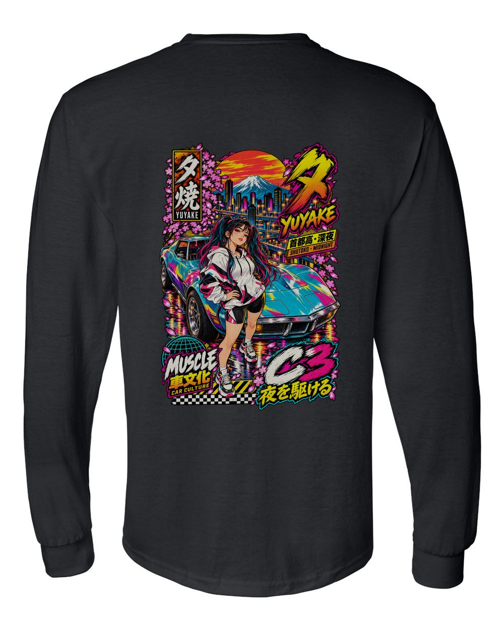 YUYAKE C3 full-back artwork black long sleeve back view with the design