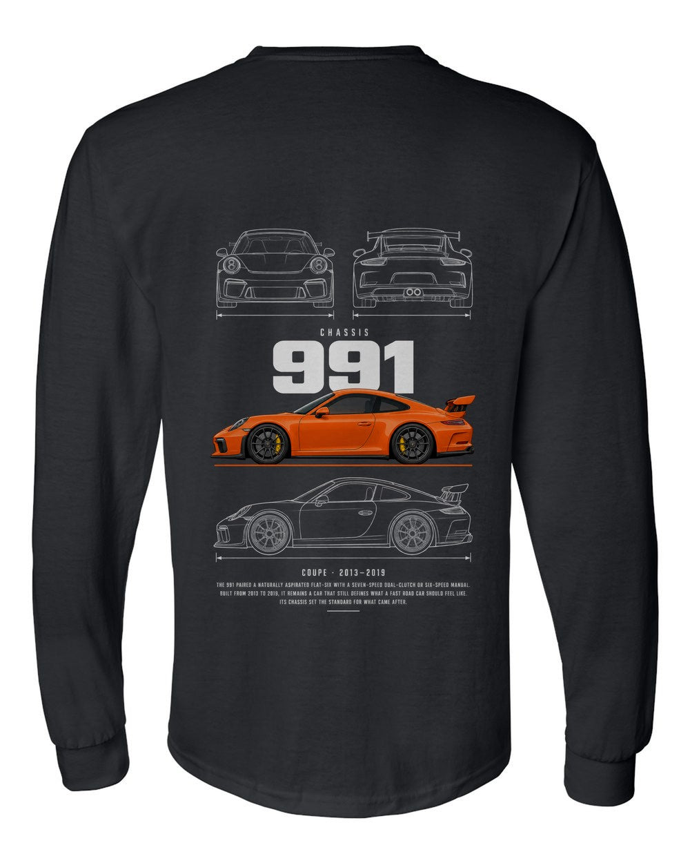 991 full-back artwork black long sleeve back view with the design