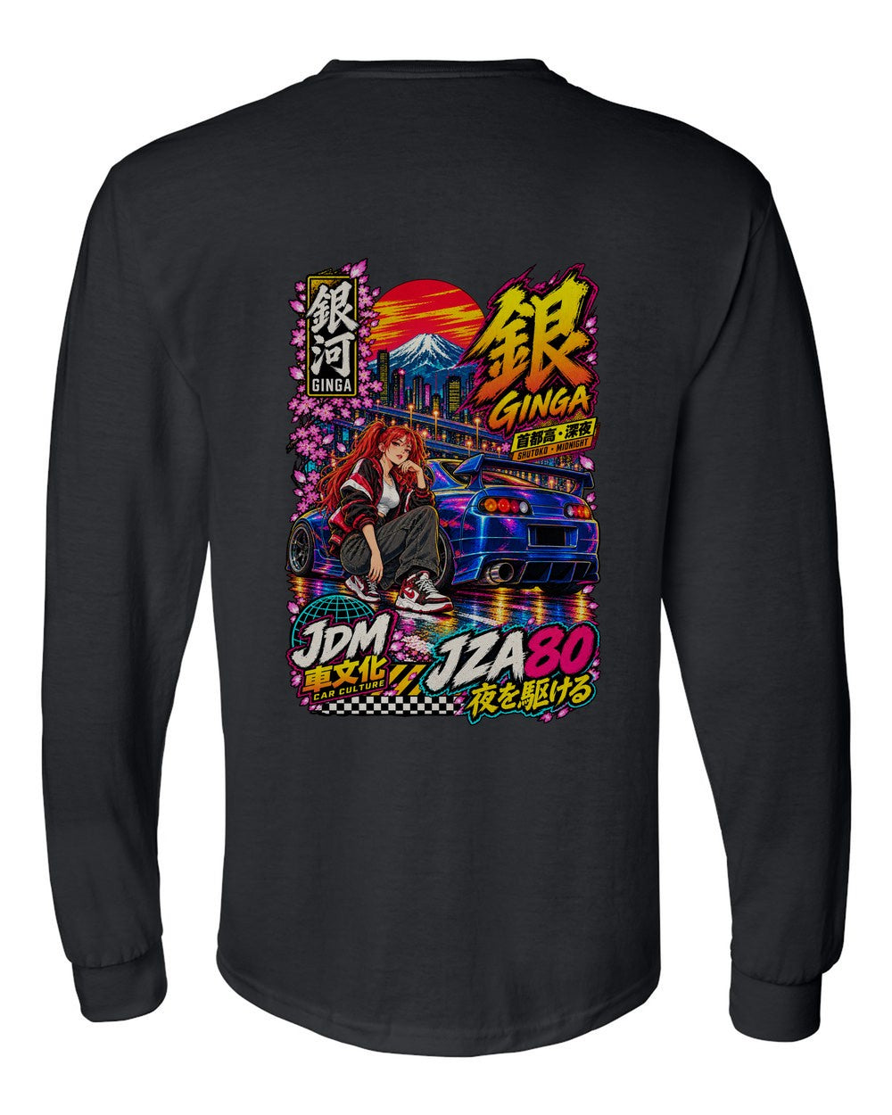 GINGA JZA80 full-back artwork black long sleeve back view with the design