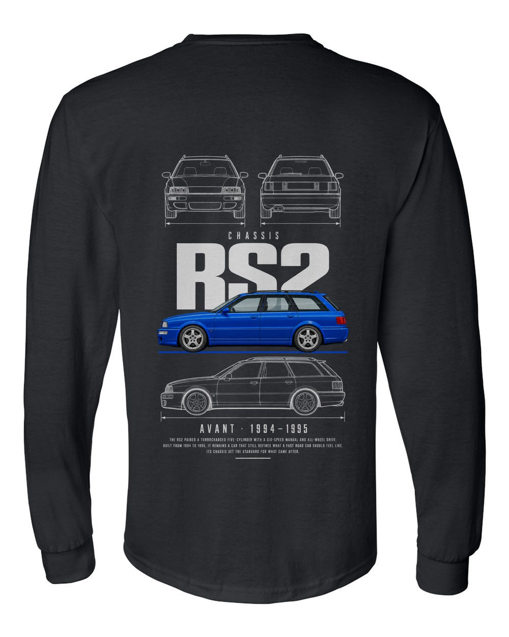 RS2 full-back artwork black long sleeve back view with the design