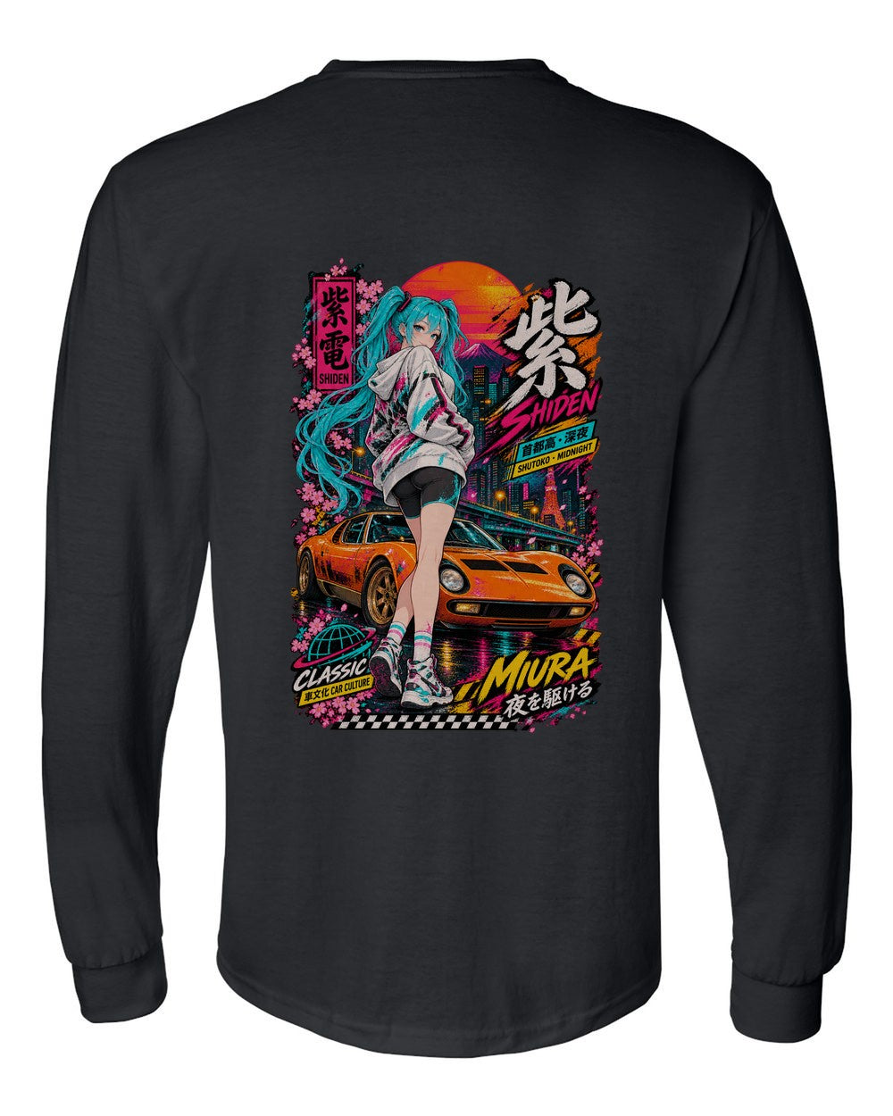 SHIDEN MIURA full-back artwork black long sleeve back view with the design