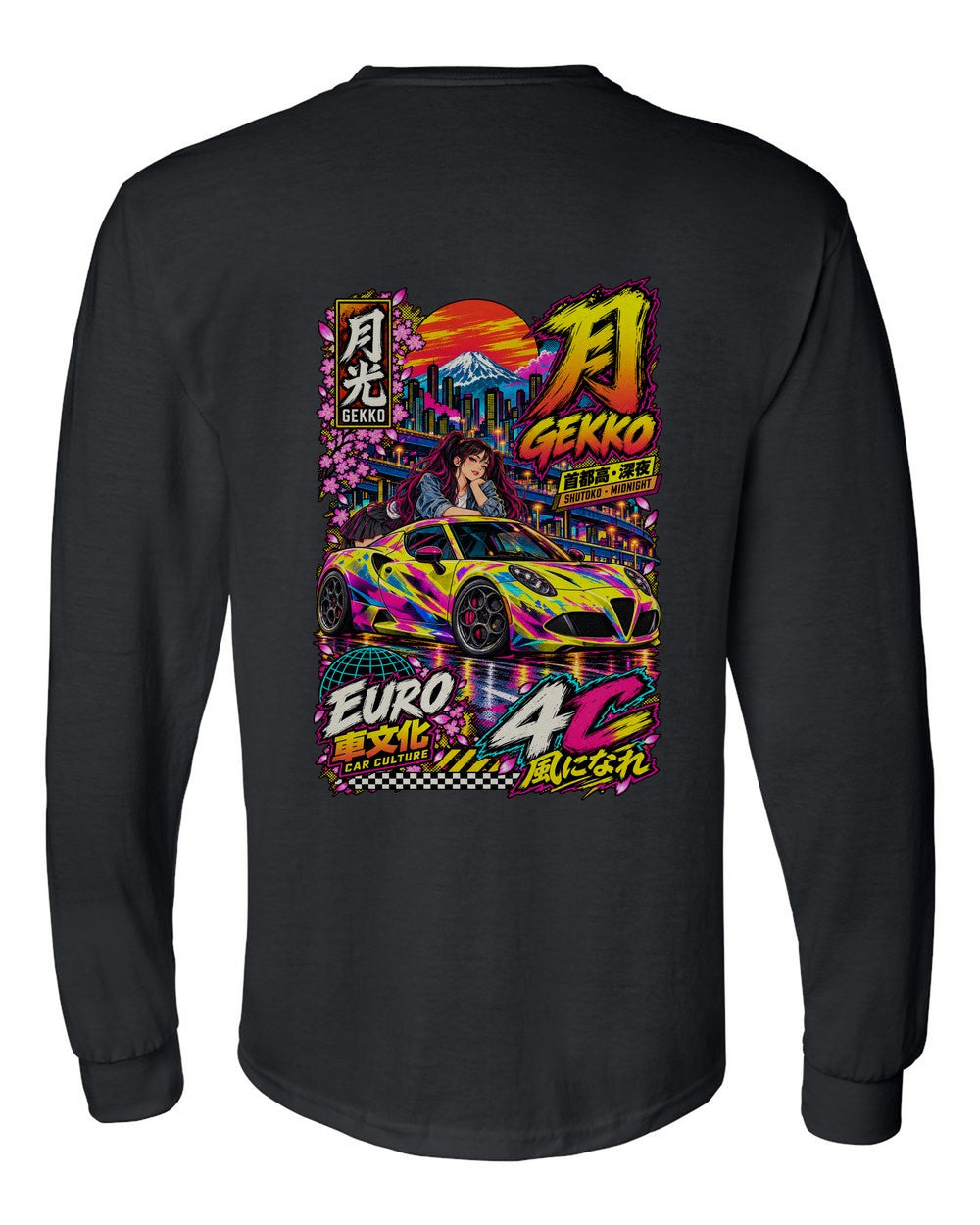 GEKKO 4C full-back artwork black long sleeve back view with the design