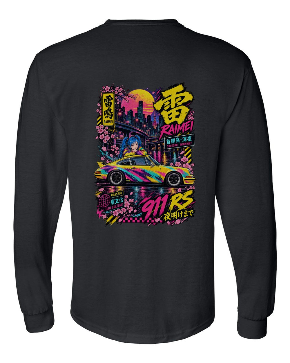 RAIMEI 911 RS full-back artwork black long sleeve back view with the design